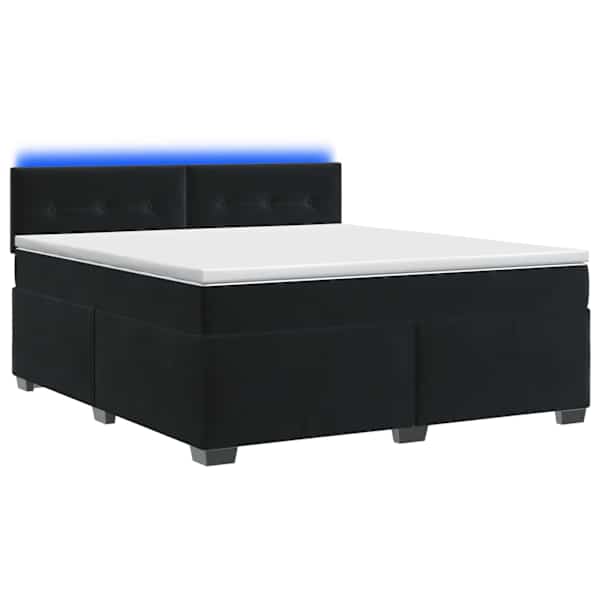 vidaXL Kasti vedru madratsiga ja LED valgusega voodi Must 140 x 190 cm