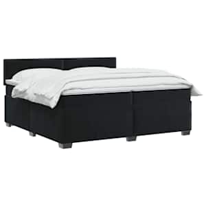 Box spring postel s matrací a LED Černá 200 x 200 cm Samet - obrázek 3
