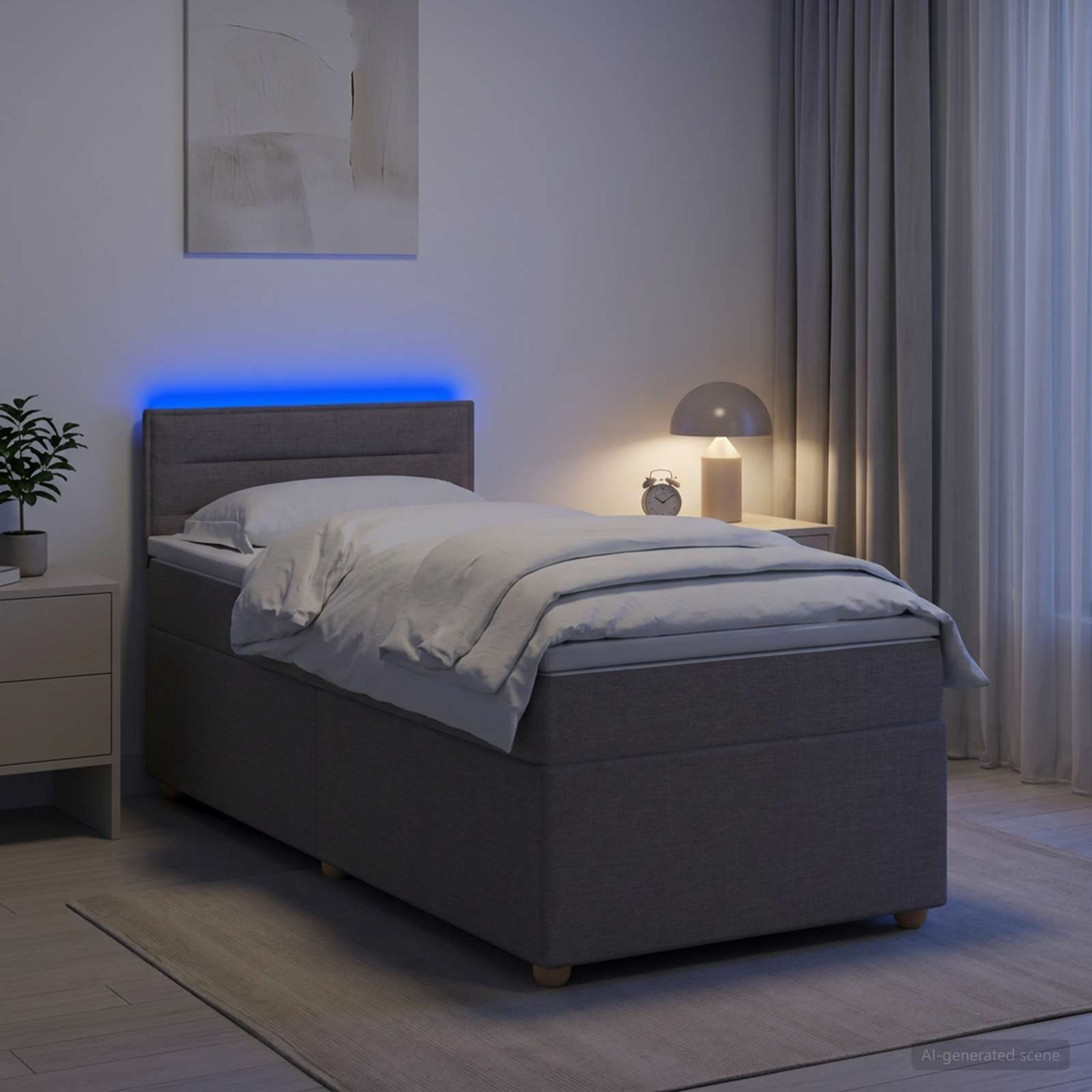 Postelja boxspring z vzmetnico Taupe 90 x 200 cm Blago