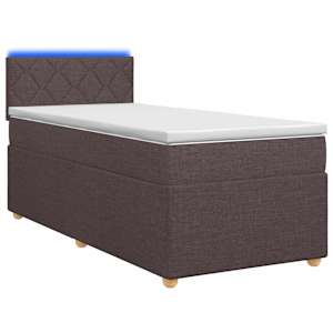 vidaXL Vedruvoodi madratsiga peaga Tume pruun 90 x 200 cm kangas