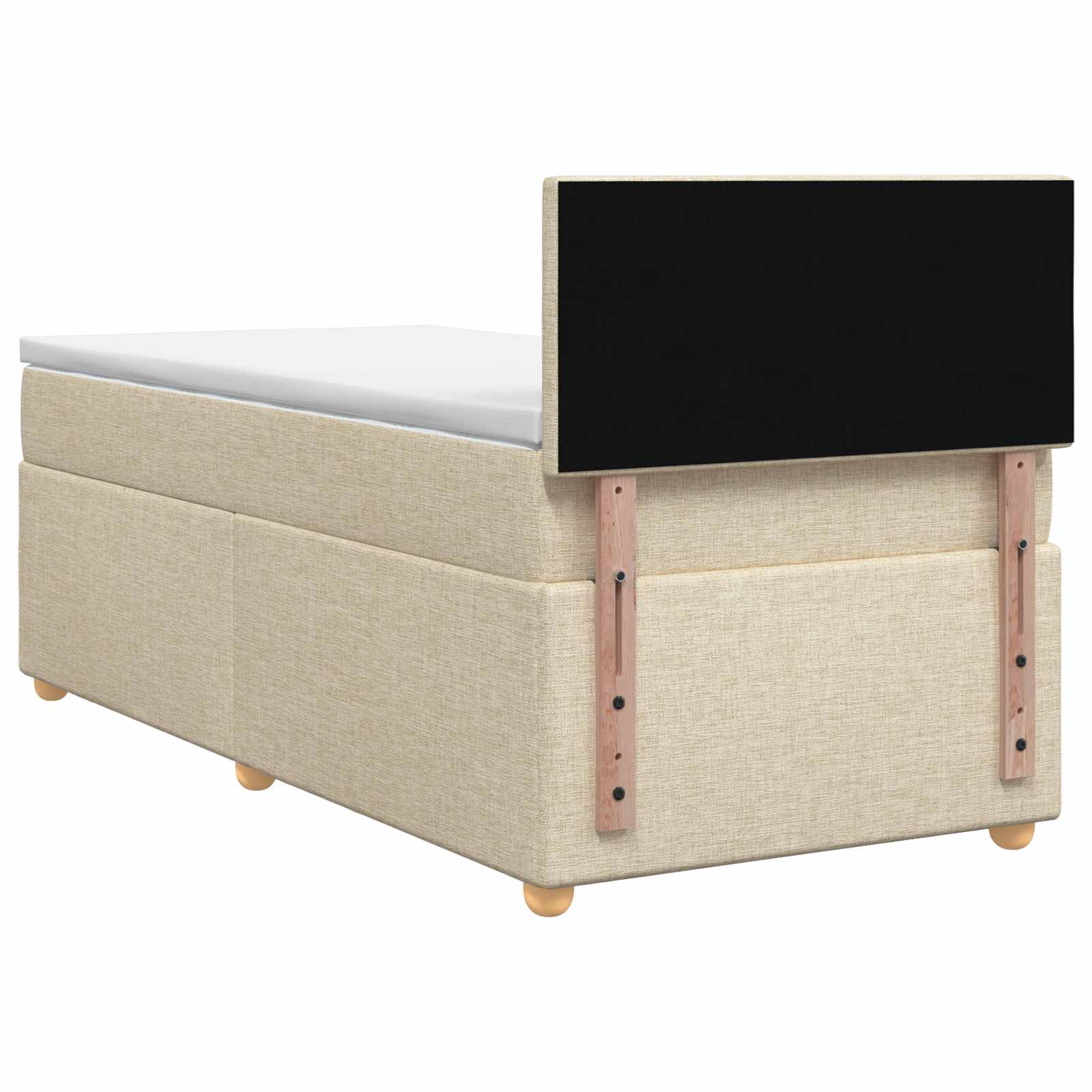 Postelja boxspring z vzmetnico Krem 100 x 200 cm Blago