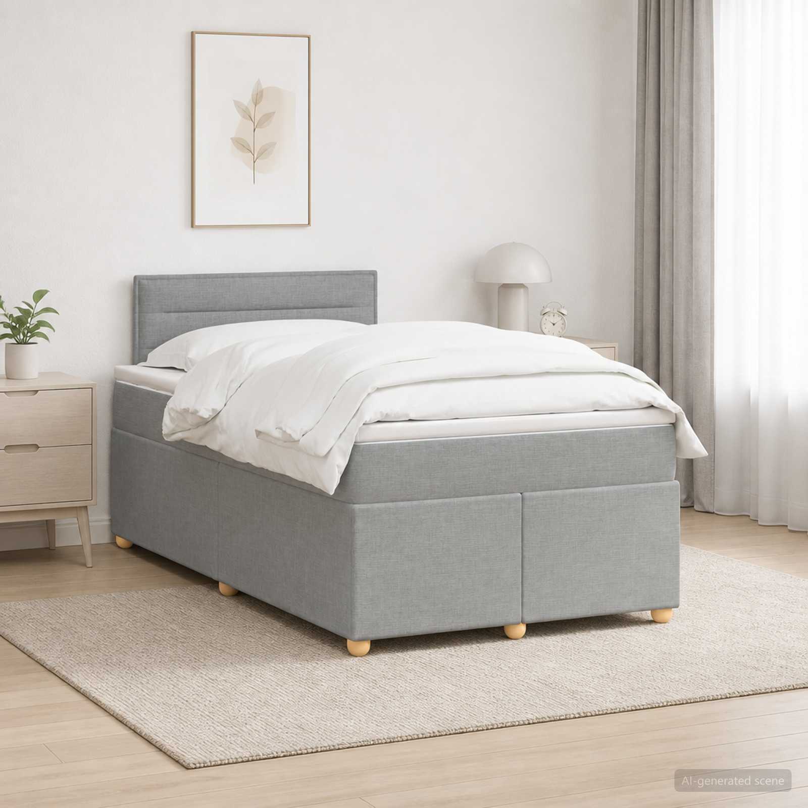 Postelja boxspring z vzmetnico Svetlo siva 120 x 190 cm Blago