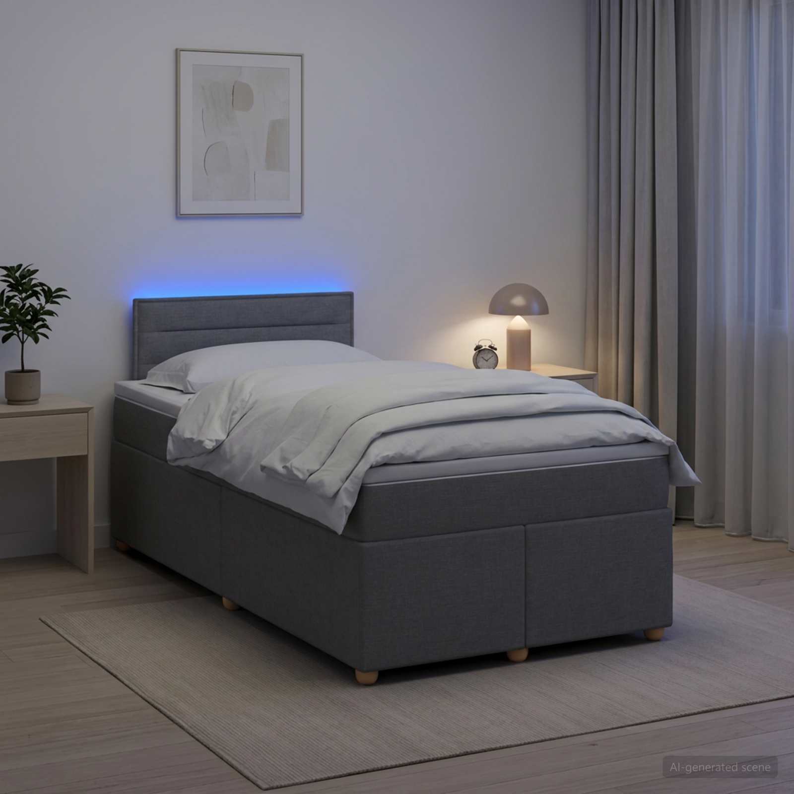 Postelja boxspring z vzmetnico Svetlo siva 120 x 190 cm Blago