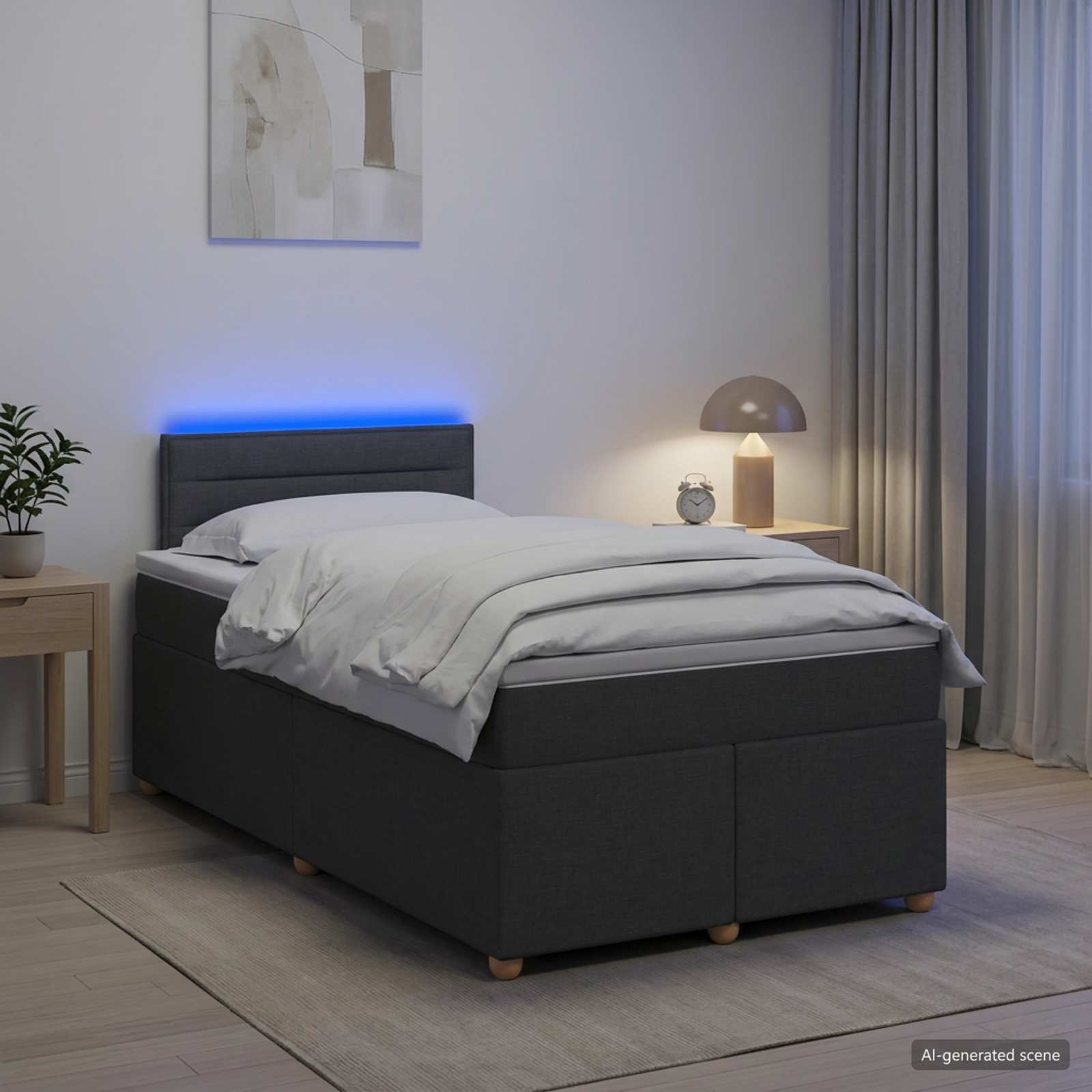 vidaXL Boxspringbed met matras Donkergrijs 120 x 200 cm Stof, foto 4