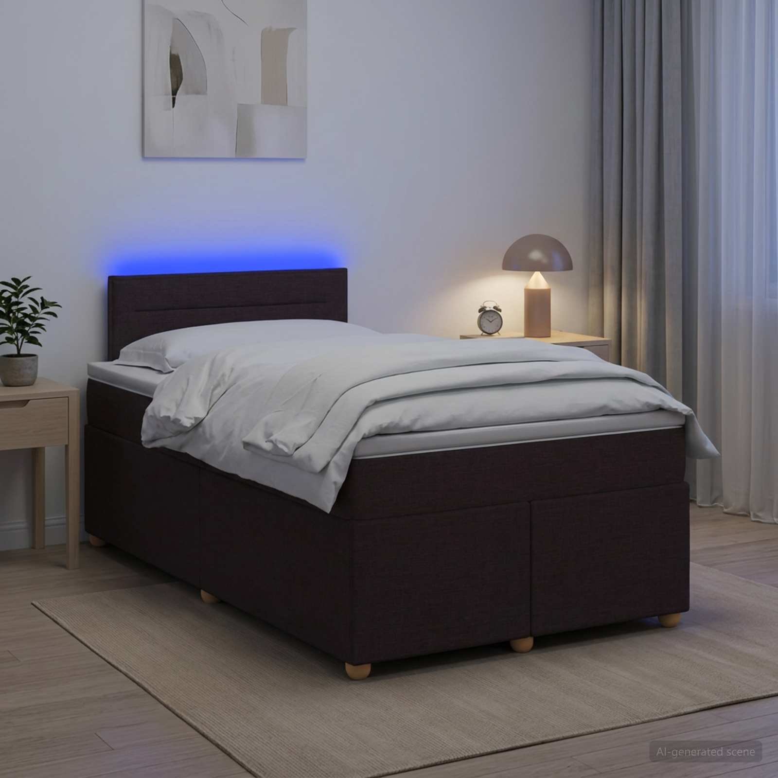 Postelja boxspring z vzmetnico Temno rjava 120 x 200 cm Blago