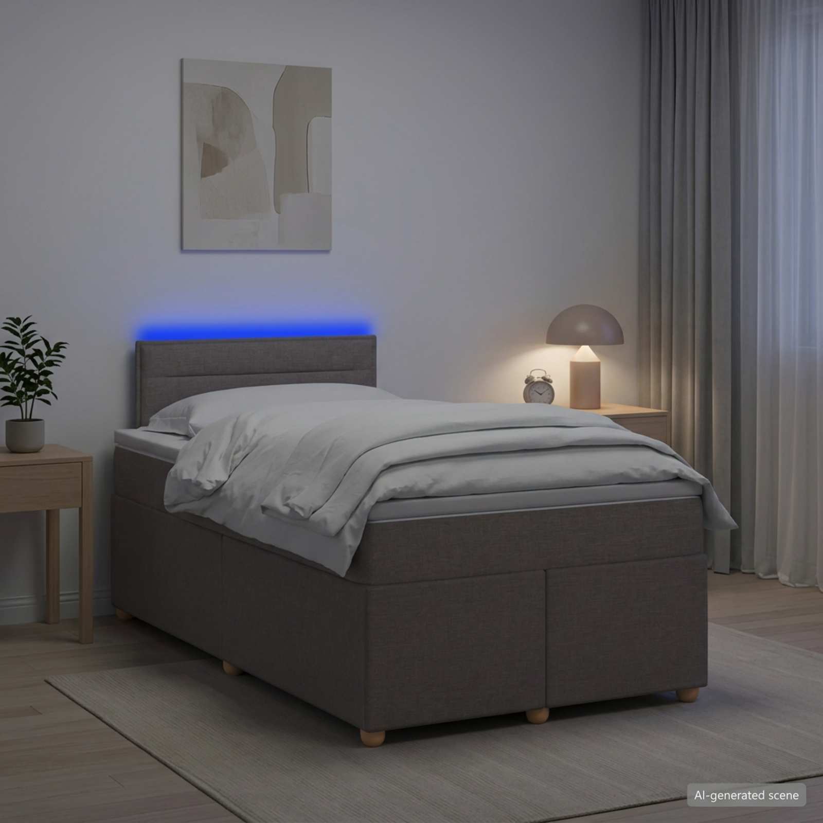 Postelja boxspring z vzmetnico Taupe 120 x 200 cm Blago