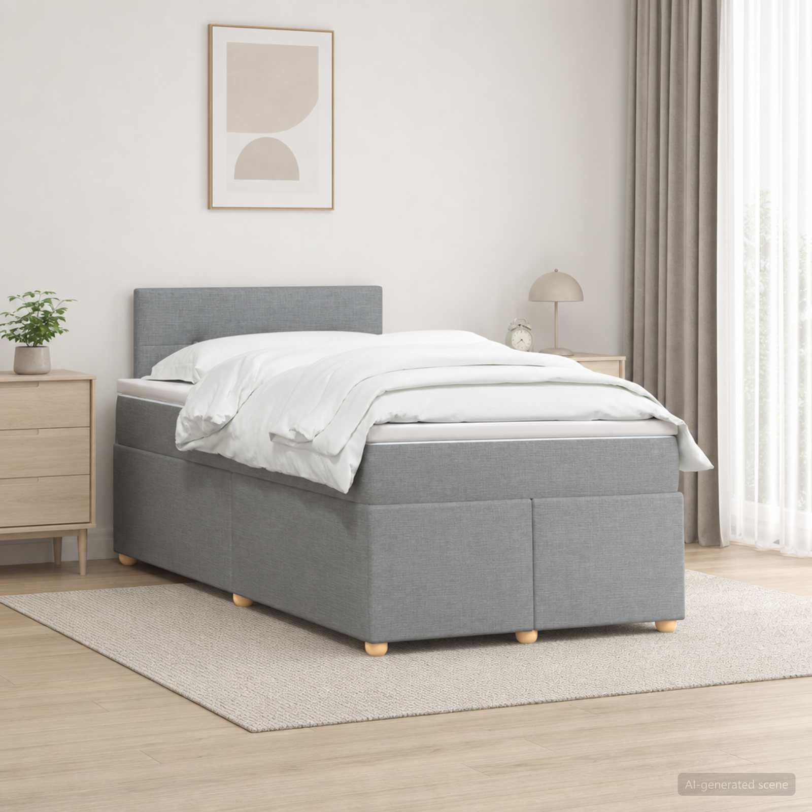 Postelja boxspring z vzmetnico Svetlo siva 120 x 200 cm Blago