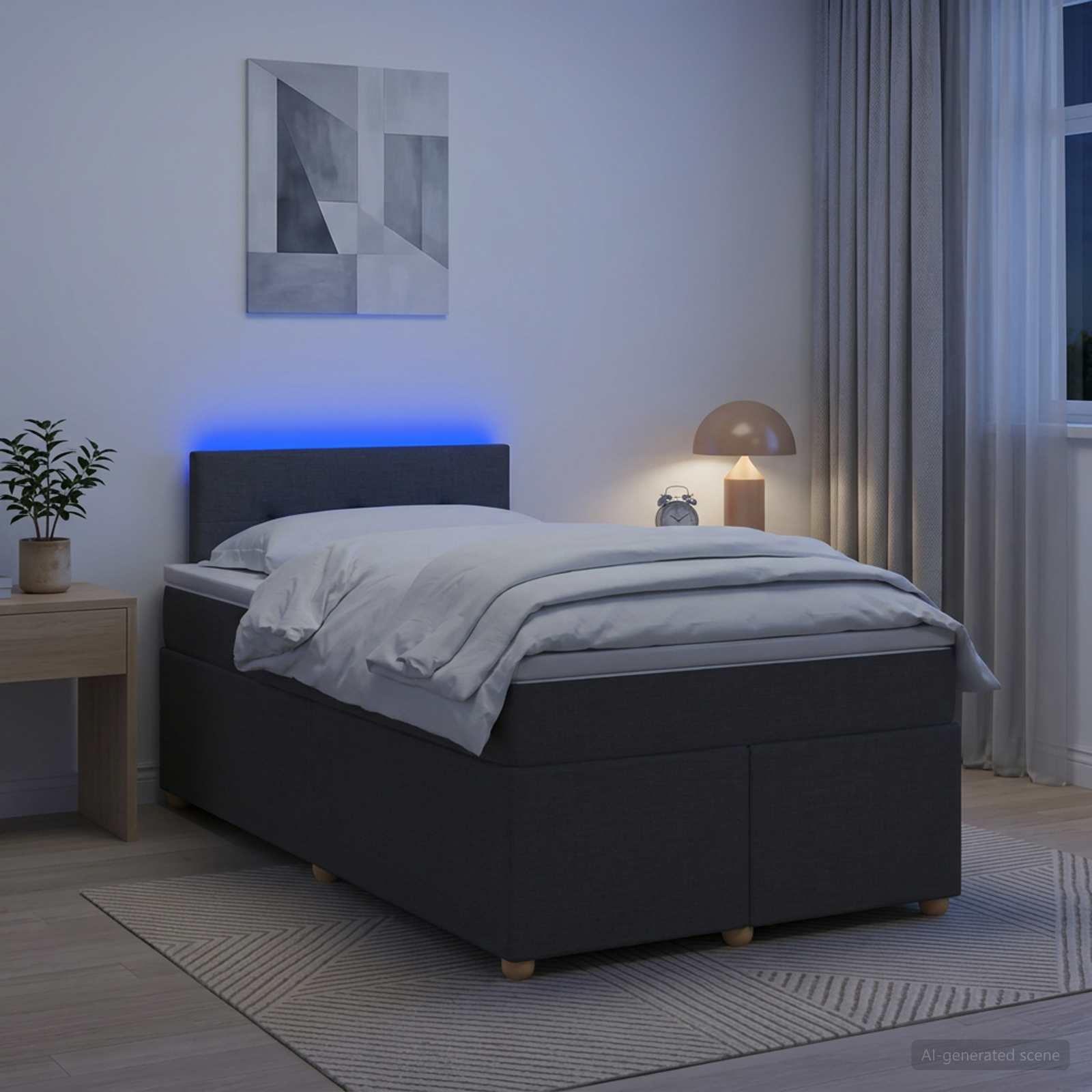 Postelja boxspring z vzmetnico Temno siva 120 x 190 cm Blago