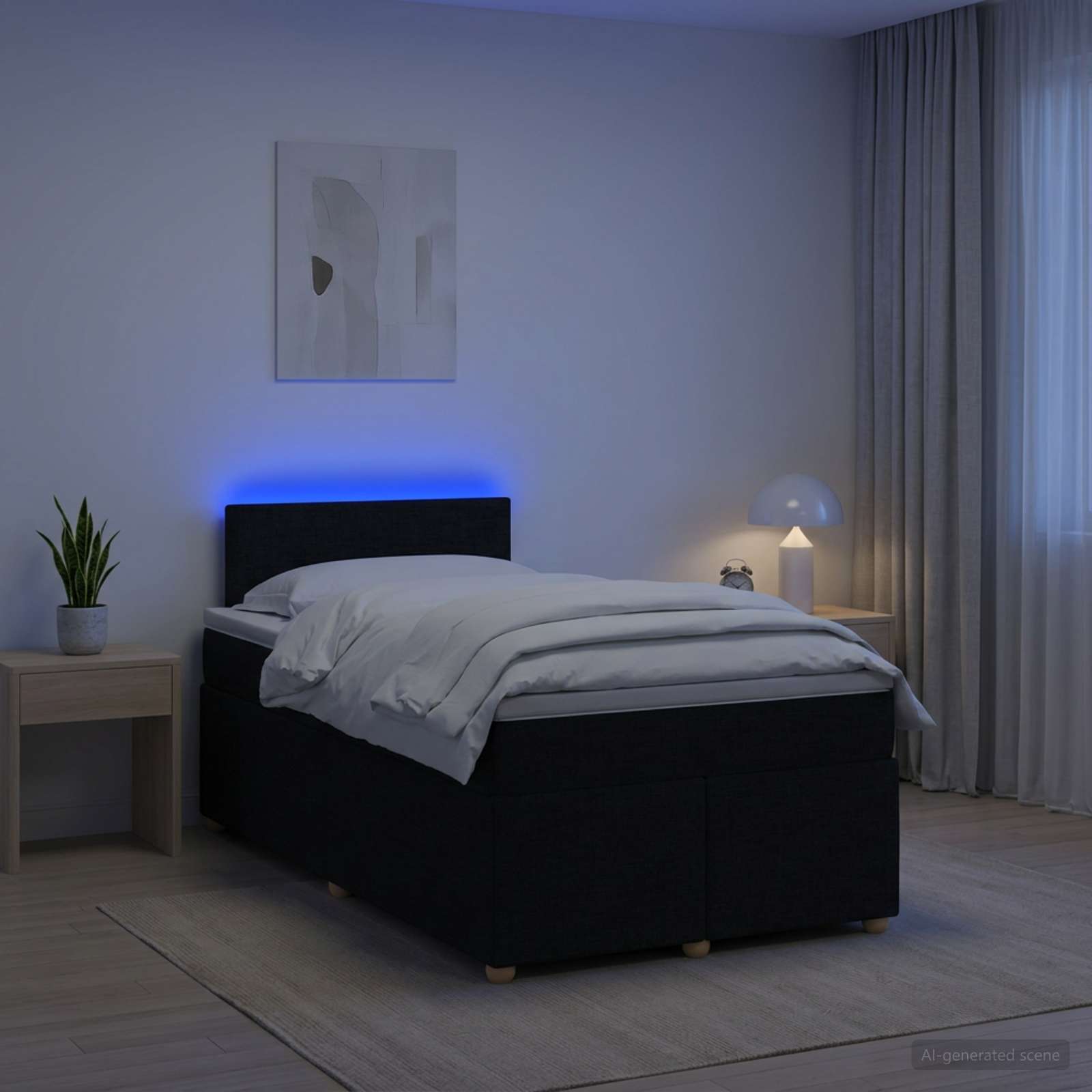 Континентално легло с матрак Черно 120 x 190 cm Текстил