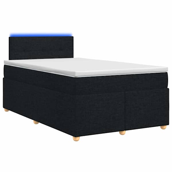 vidaXL Vedruvoodi madratsiga LED-ribadega Must 120 x 190 cm kangas