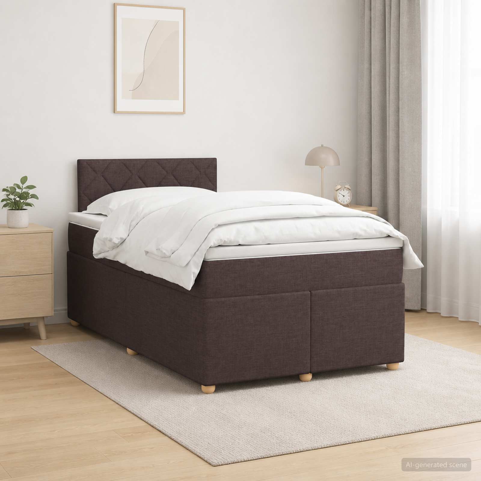 Континентално легло с матрак Тъмен кафяв 120 x 190 cm Текстил