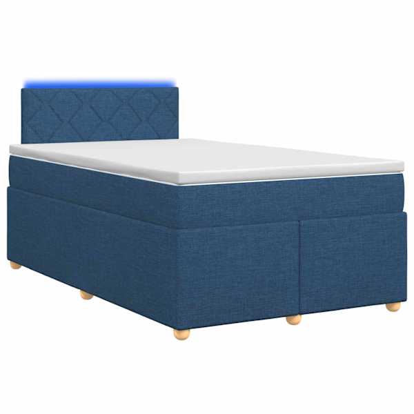 vidaXL Vedruvoodi madratsiga LED-ribadega Sinine 120 x 190 cm kangas