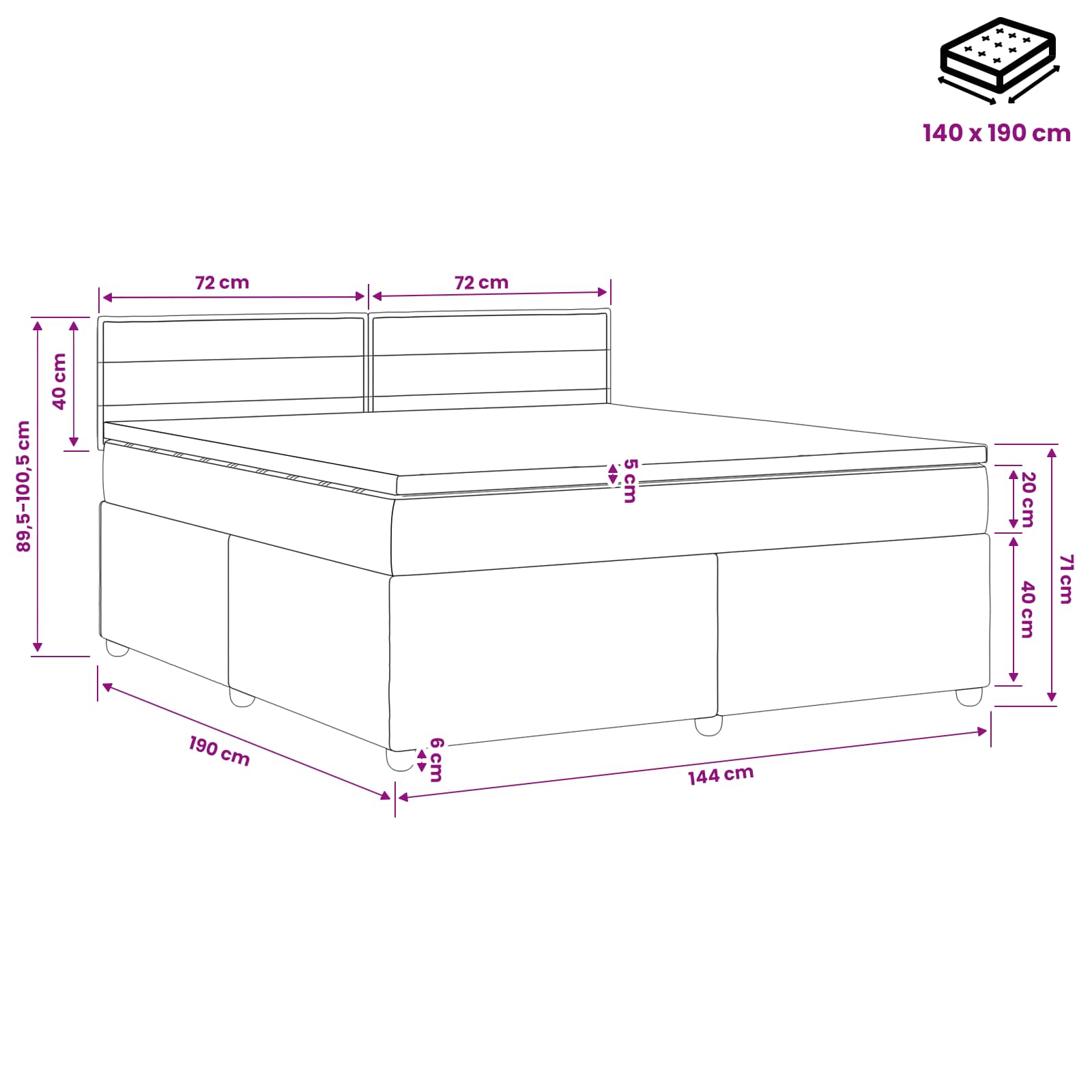 Postelja boxspring z vzmetnico Temno siva 140 x 190 cm Blago