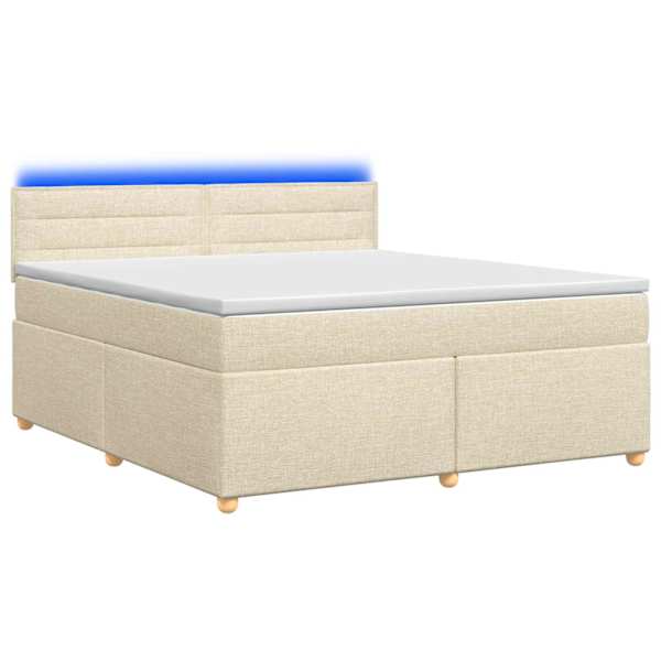 vidaXL Vedruvoodi madratsiga LED-ribadega Kreemjas 140 x 190 cm kangas