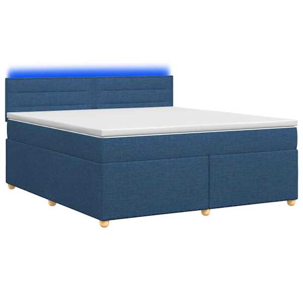 vidaXL Vedruvoodi madratsiga LED-ribadega Sinine 140 x 190 cm kangas