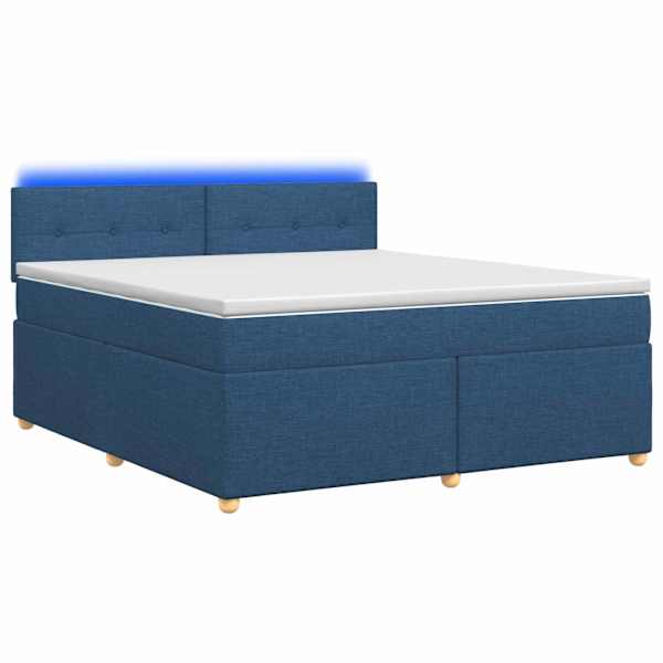 vidaXL Vedruvoodi madratsiga LED-ribadega Sinine 140 x 190 cm kangas
