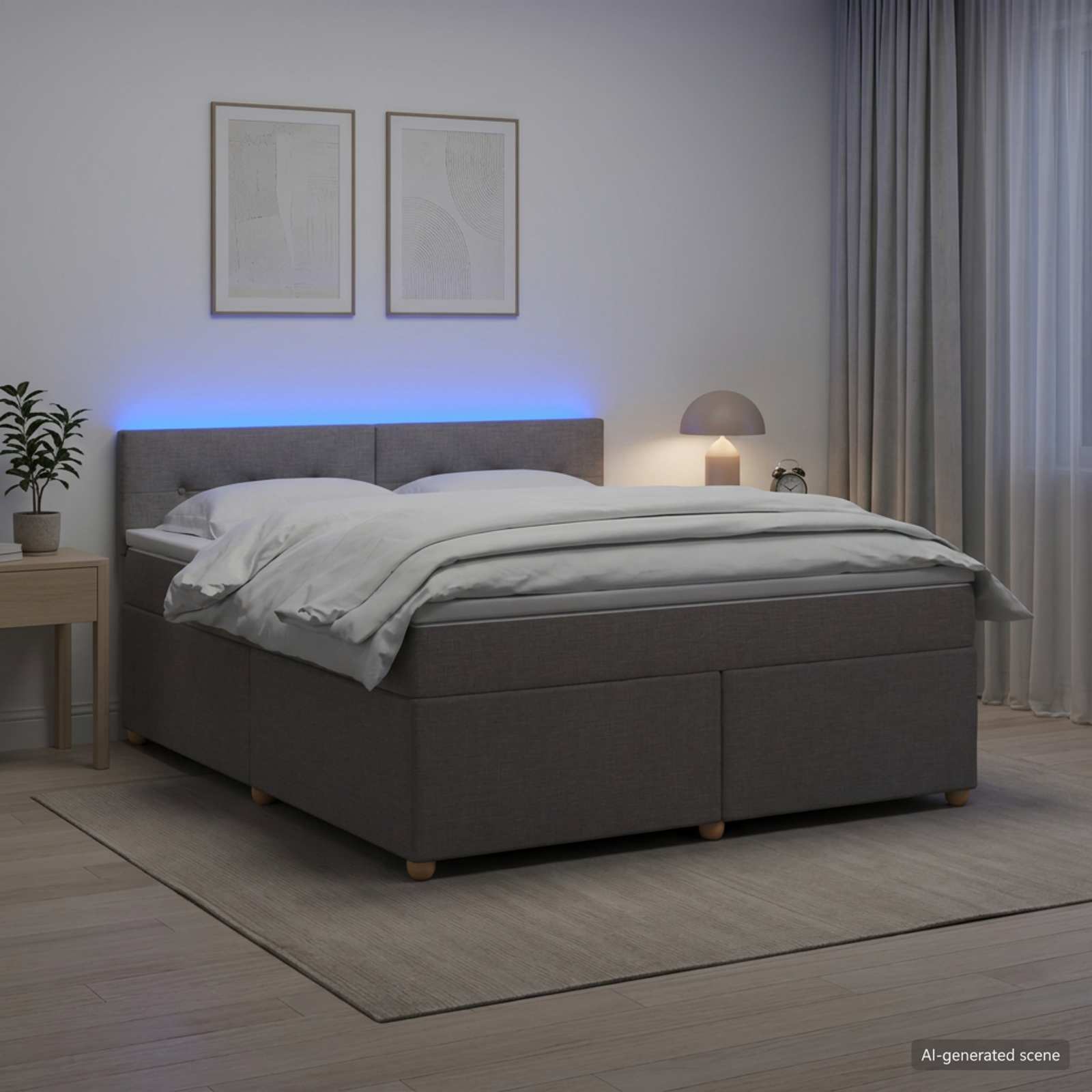 Континентално легло с матрак Таупе 140 x 200 cm Текстил