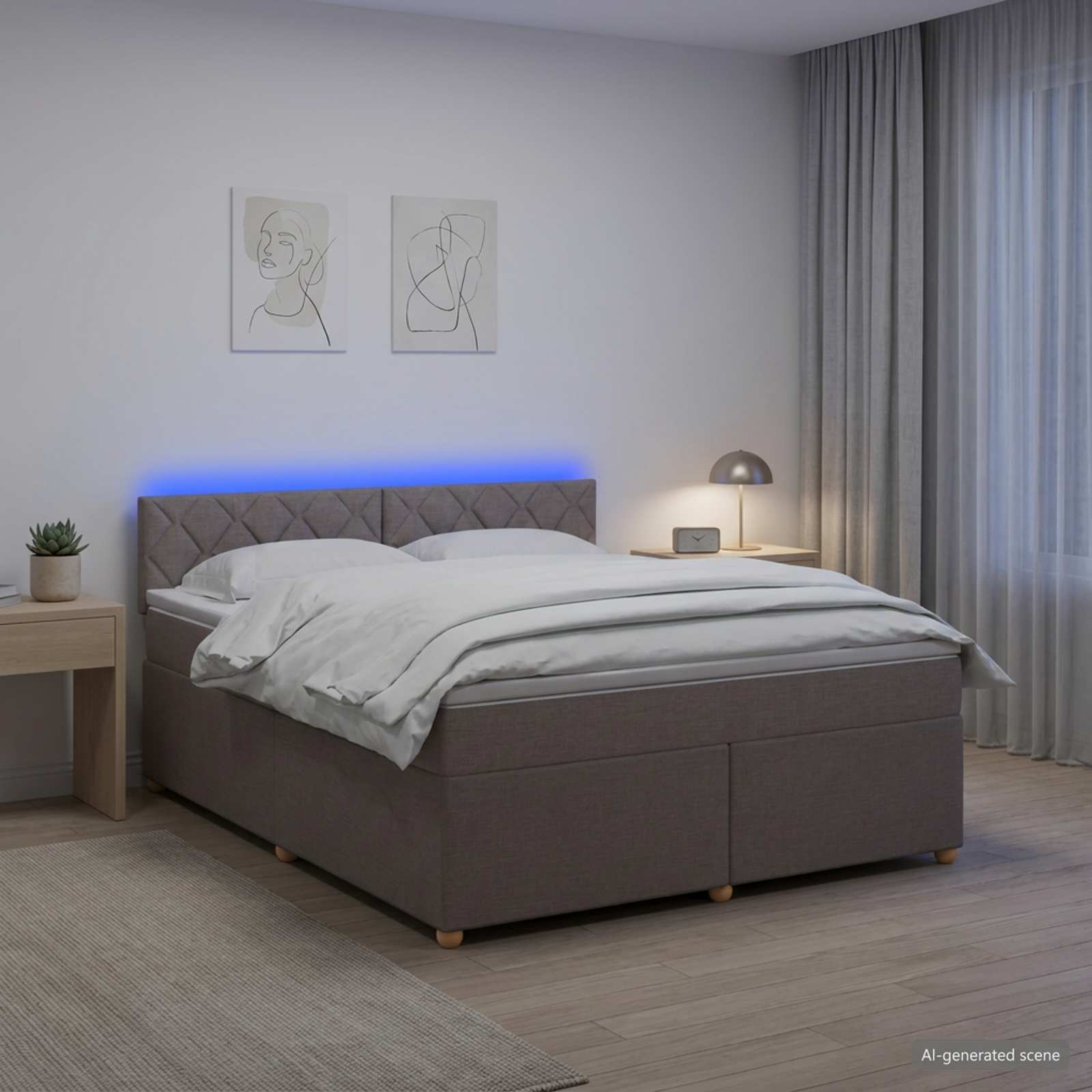 Континентално легло с матрак Таупе 140 x 200 cm Текстил