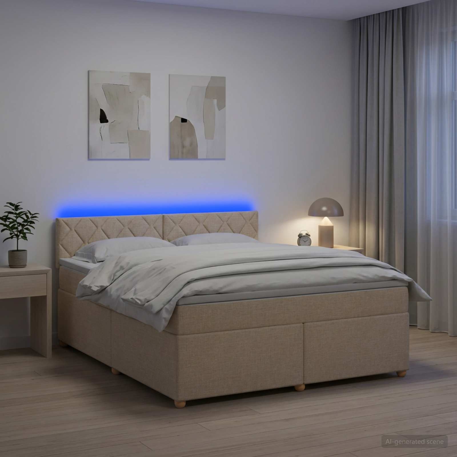 Континентално легло с матрак Кремаво 160 x 200 cm Текстил