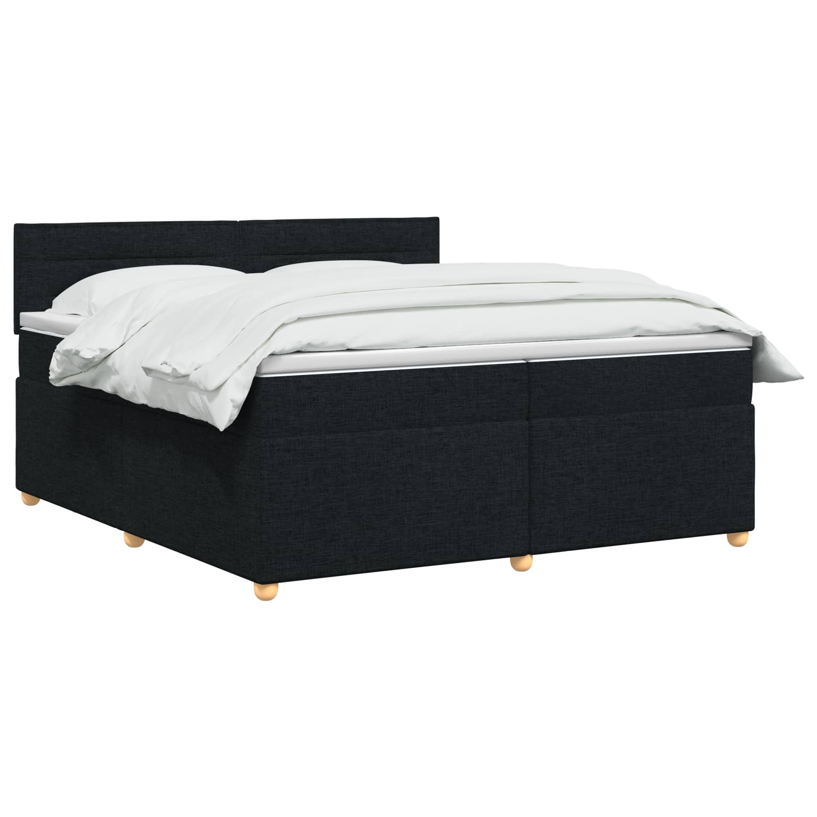 Postelja boxspring z vzmetnico Črna 200 x 200 cm Blago
