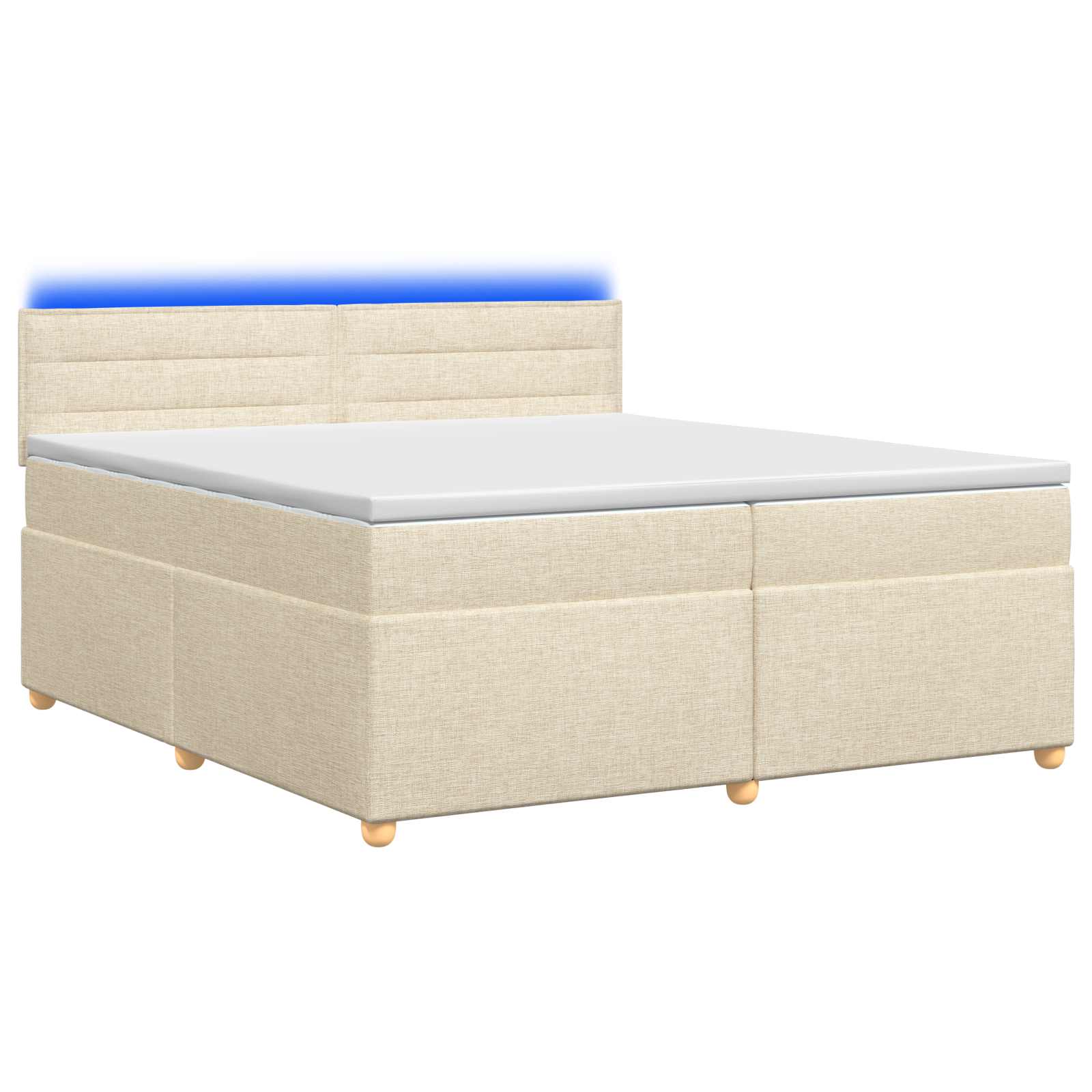 Postelja boxspring z vzmetnico Krem 200 x 200 cm Blago
