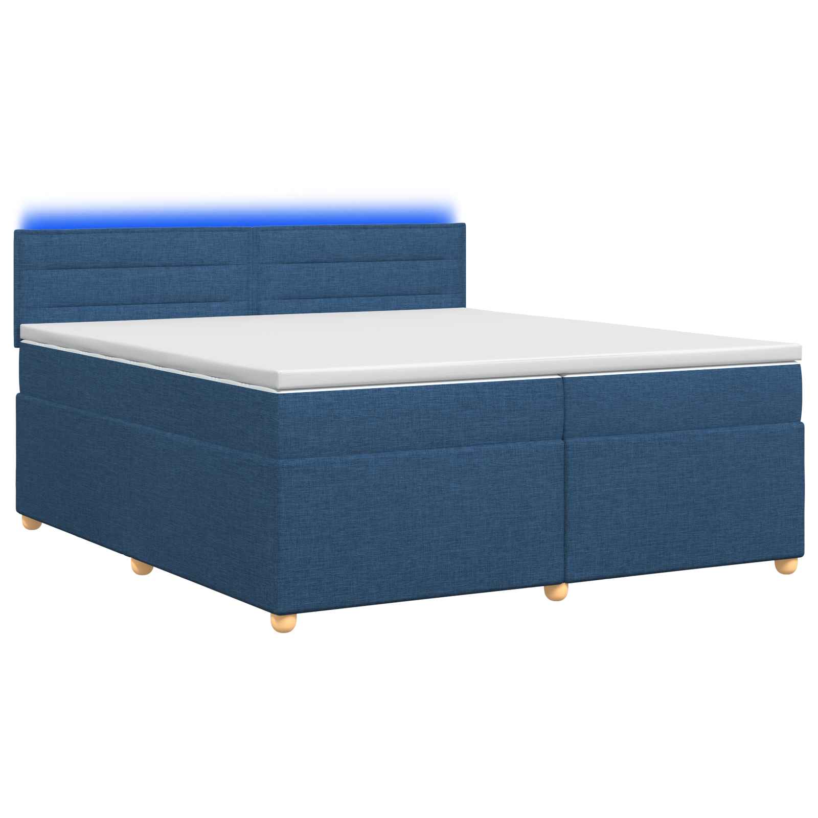 Postelja boxspring z vzmetnico Modra 200 x 200 cm Blago