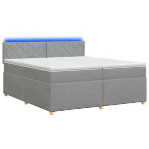 vidaXL Vedruvoodi madratsiga LED-ribadega Helehall 200 x 200 cm kangas