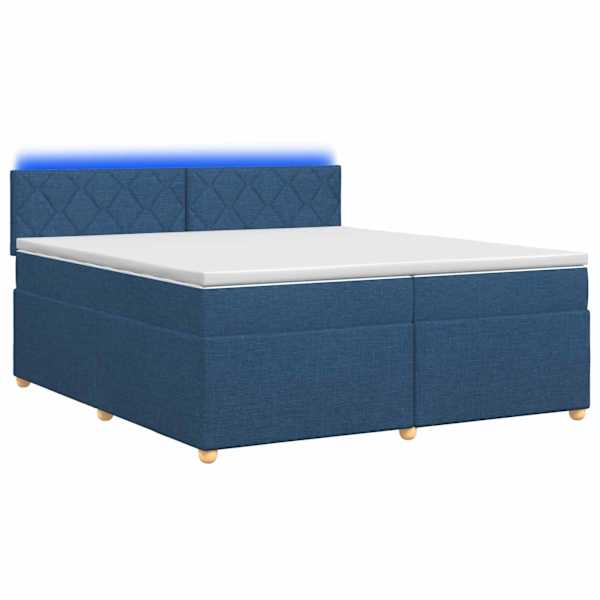vidaXL Vedruvoodi madratsiga LED-ribadega Sinine 200 x 200 cm kangas