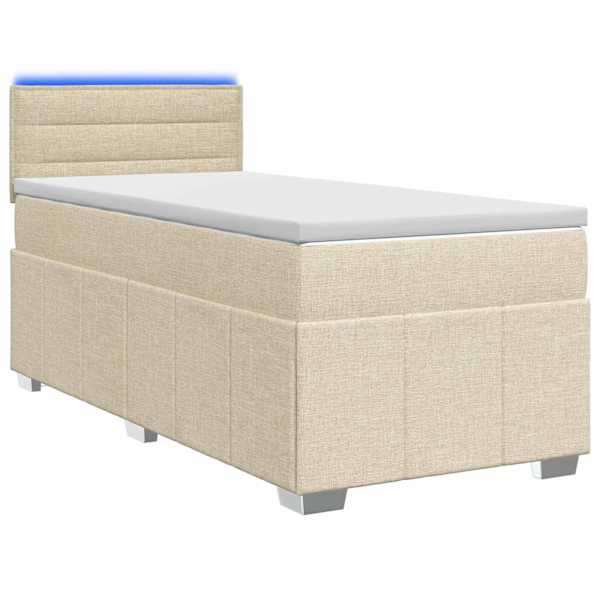 vidaXL Vedruvoodi madratsiga LED-ribadega Kreemjas 80 x 200 cm kangas