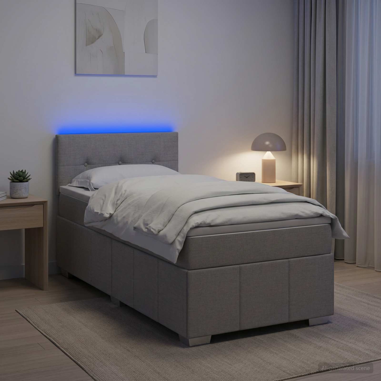 Postelja boxspring z vzmetnico Svetlo siva 80 x 200 cm Blago