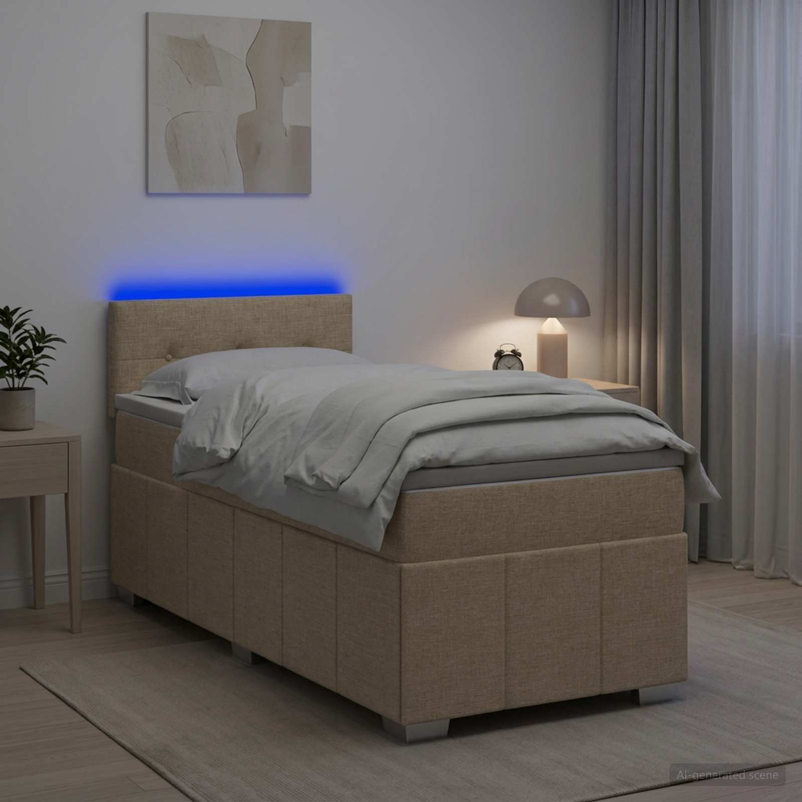Postelja boxspring z vzmetnico Krem 80 x 200 cm Blago