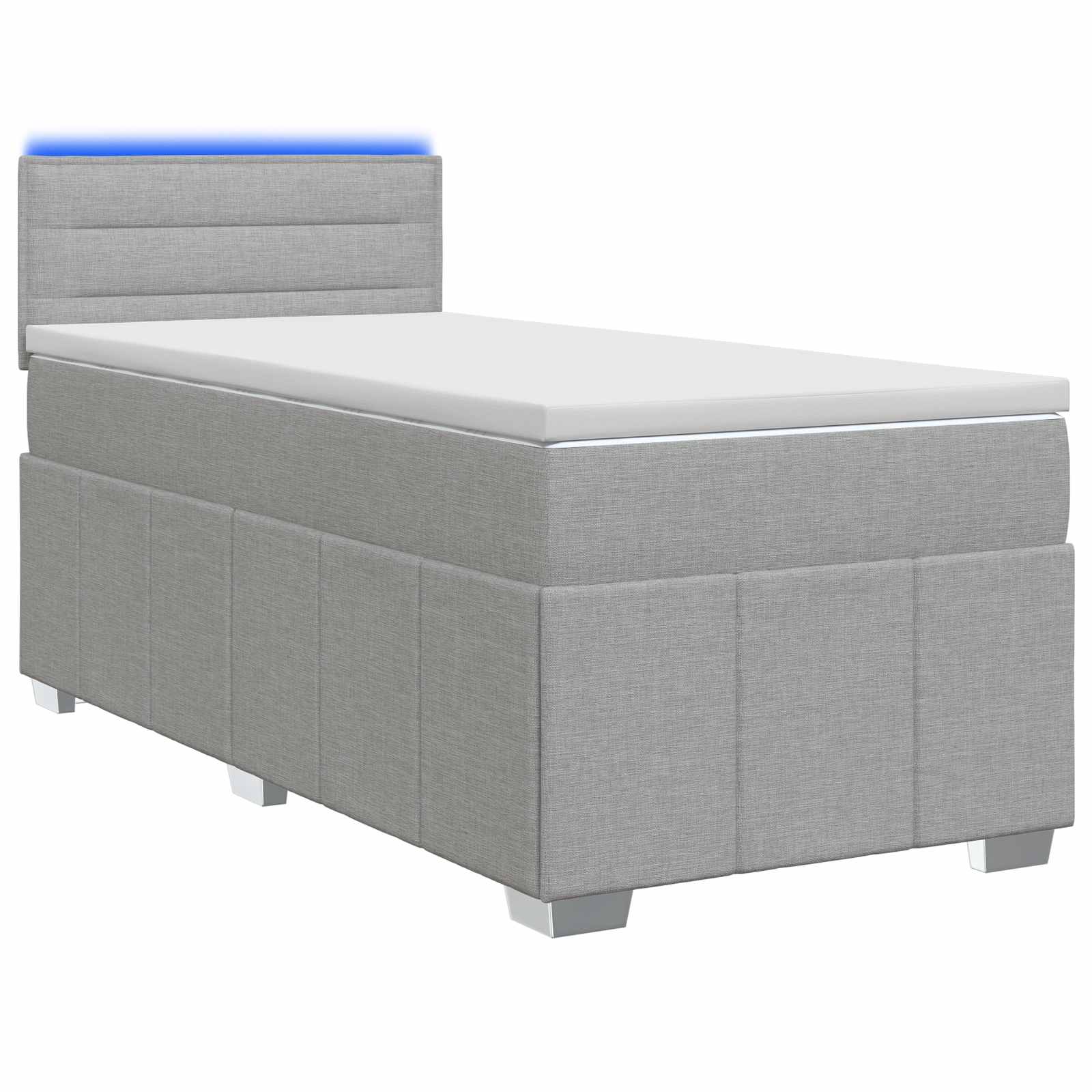 vidaXL Pat boxspring cu saltea Gri deschis 90 x 200 cm Țesătură