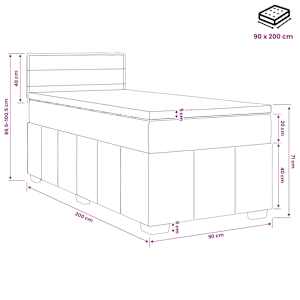 Postel boxspring s matrací s LED pásky Černá 90 x 200 cm Textil - obrázek 11