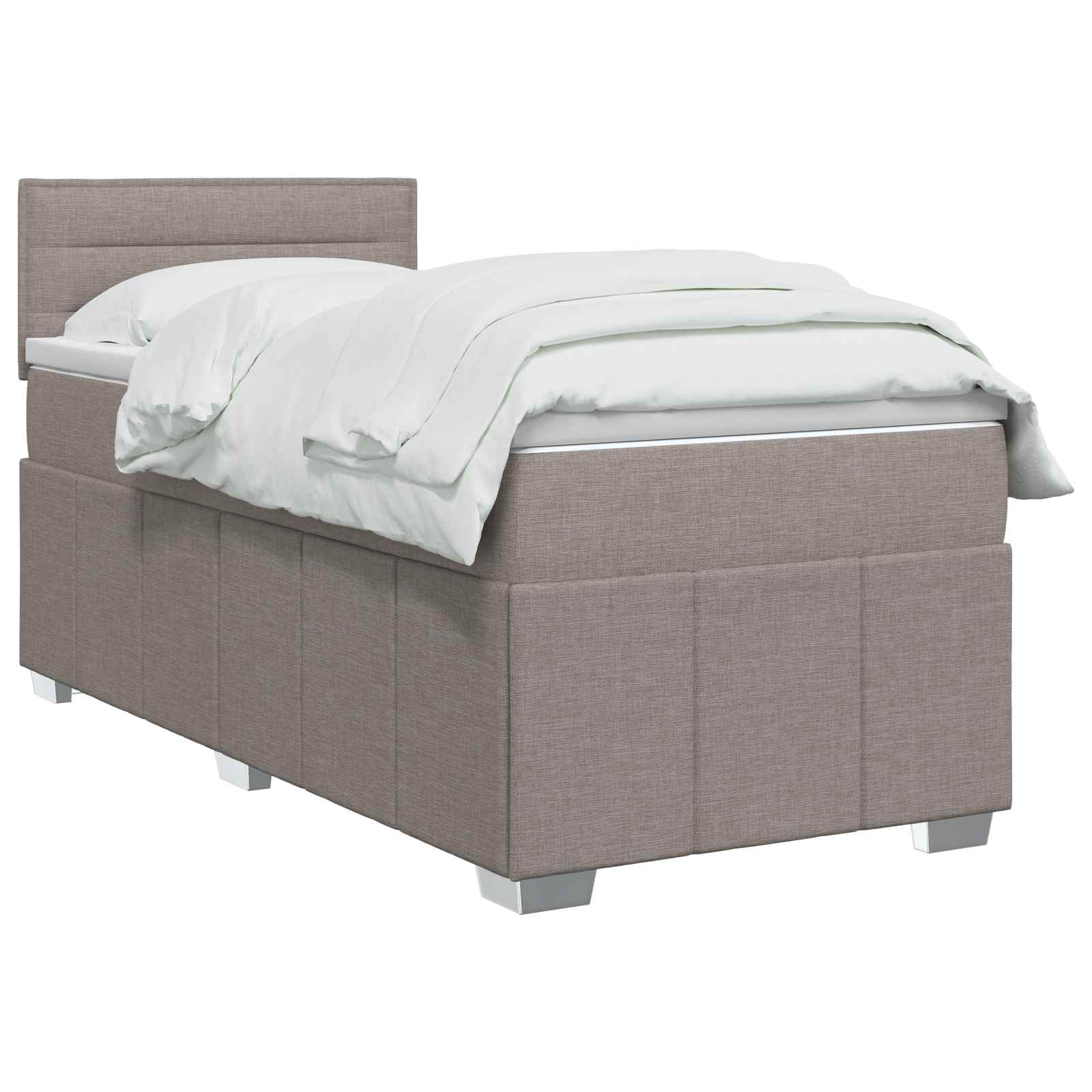 Postelja boxspring z vzmetnico Taupe 90 x 200 cm Blago