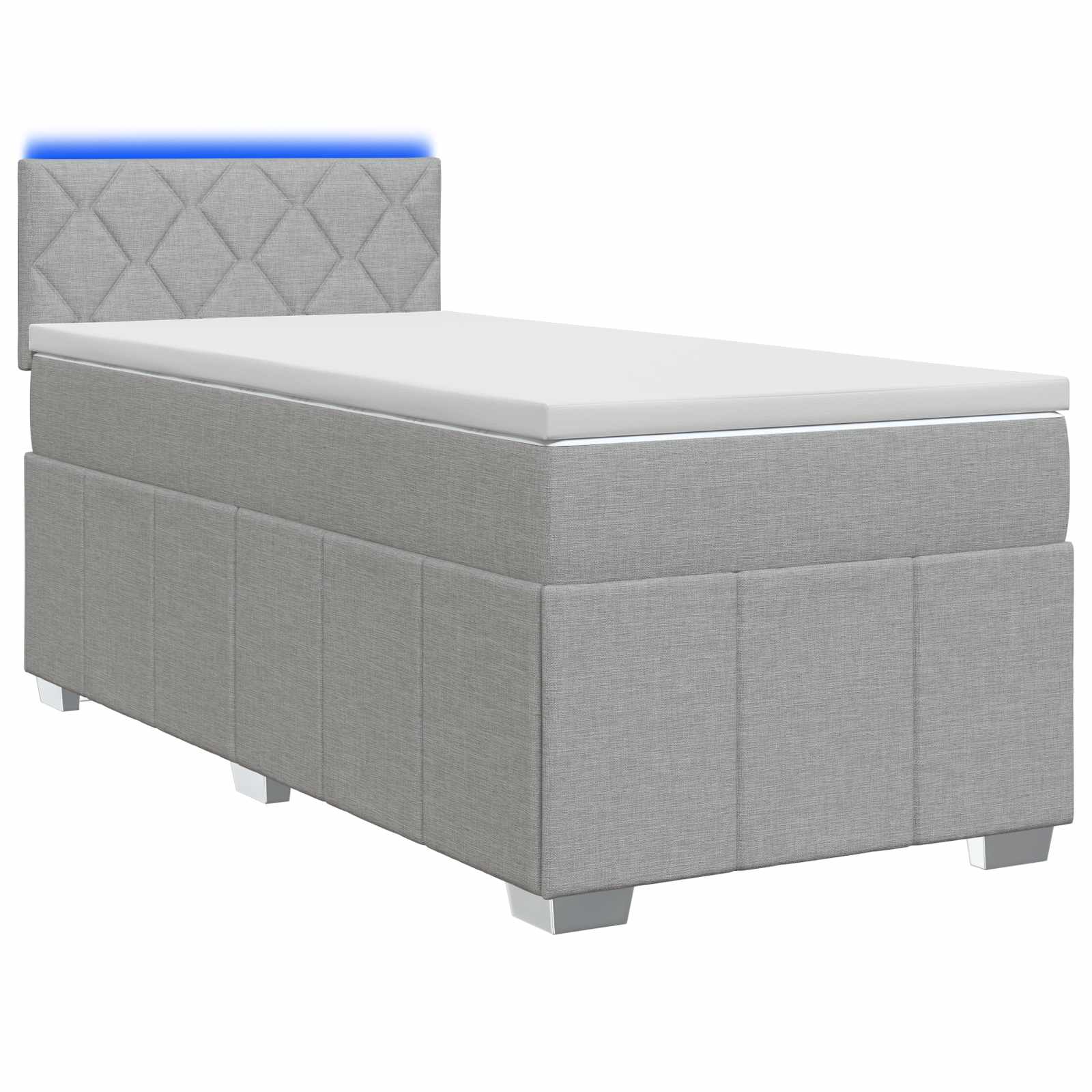 vidaXL Pat boxspring cu saltea Gri deschis 90 x 200 cm Țesătură