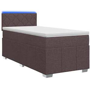 vidaXL Vedruvoodi madratsiga peaga Tume pruun 90 x 200 cm kangas