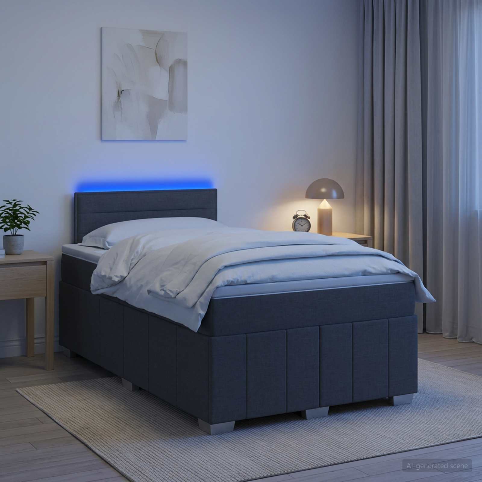 Postelja boxspring z vzmetnico Temno siva 120 x 190 cm Blago