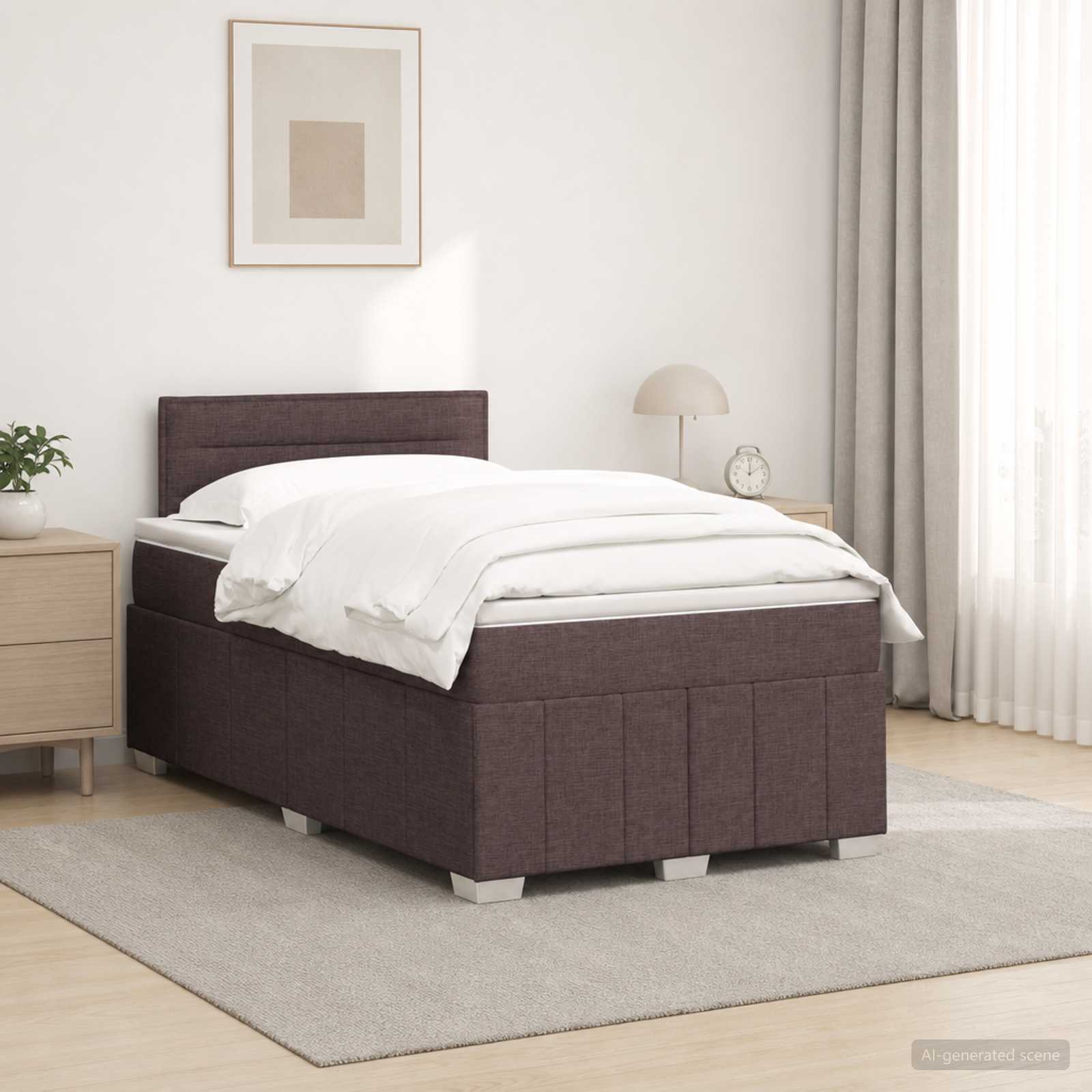 Postelja boxspring z vzmetnico Temno rjava 120 x 190 cm Blago