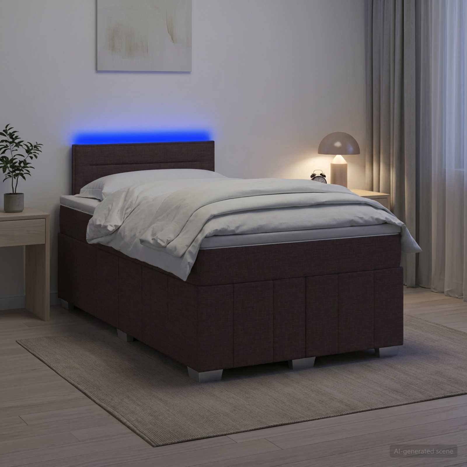 Postelja boxspring z vzmetnico Temno rjava 120 x 190 cm Blago