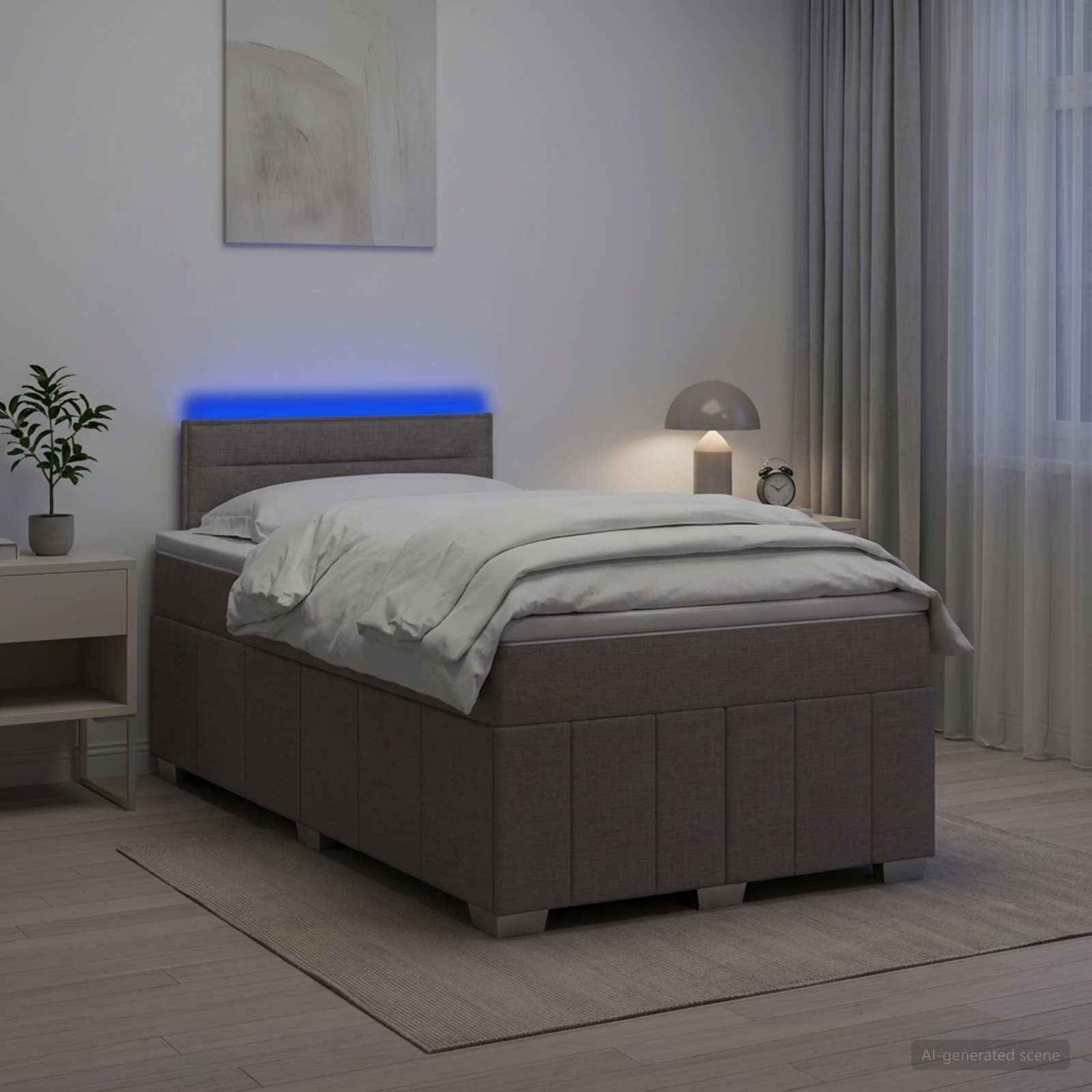 Postelja boxspring z vzmetnico Taupe 120 x 190 cm Blago