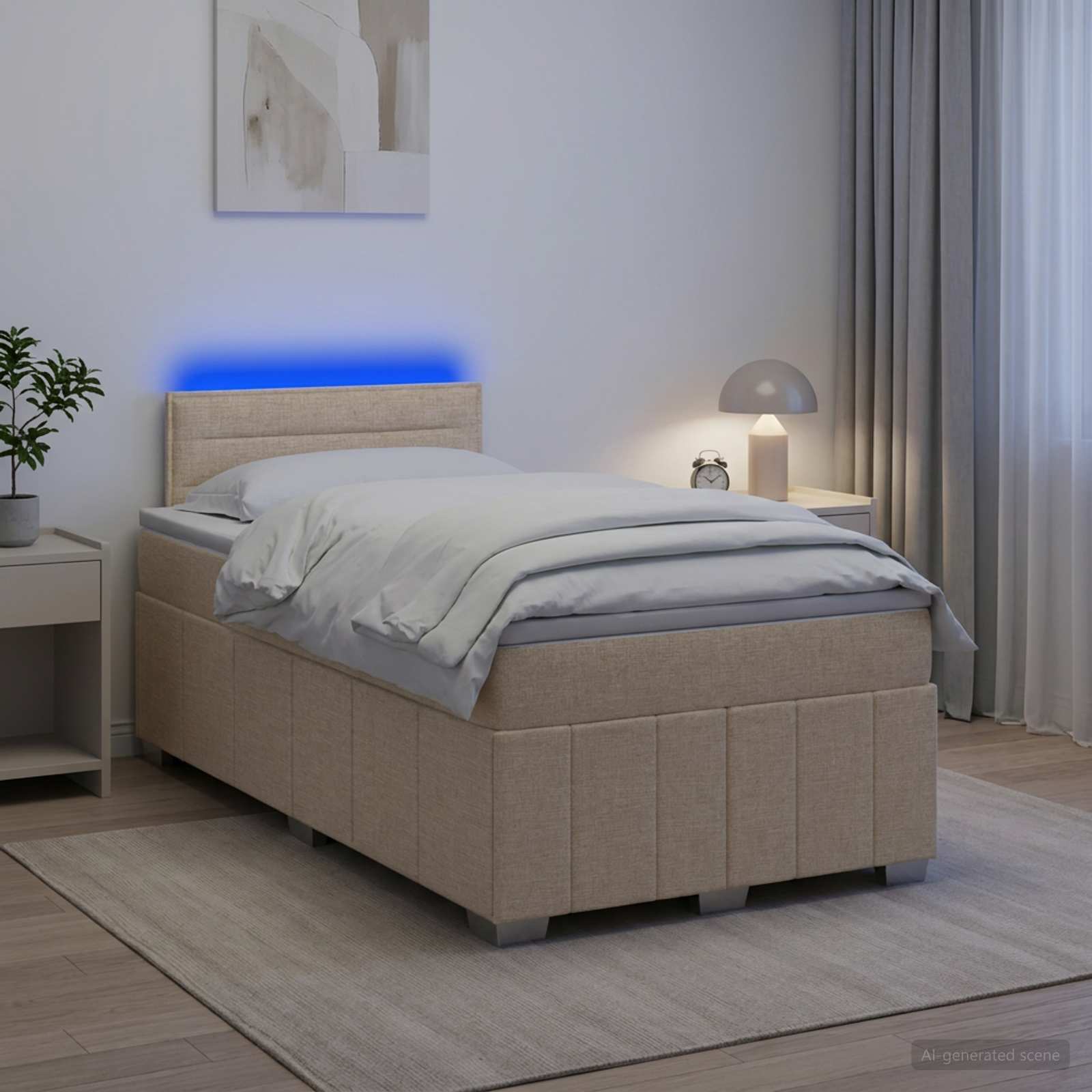 Континентално легло с матрак Кремаво 120 x 190 cm Текстил