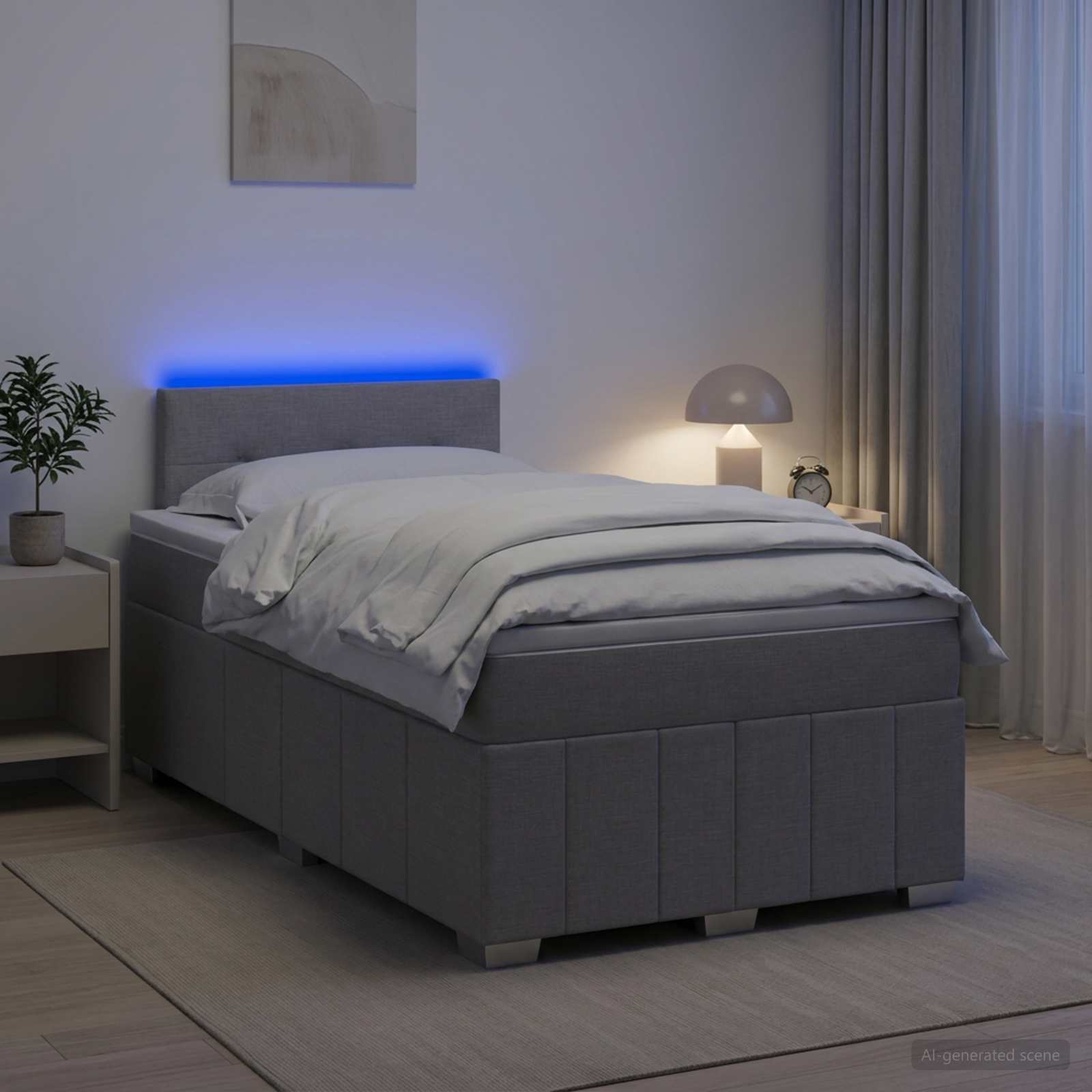 Postelja boxspring z vzmetnico Svetlo siva 120 x 190 cm Blago