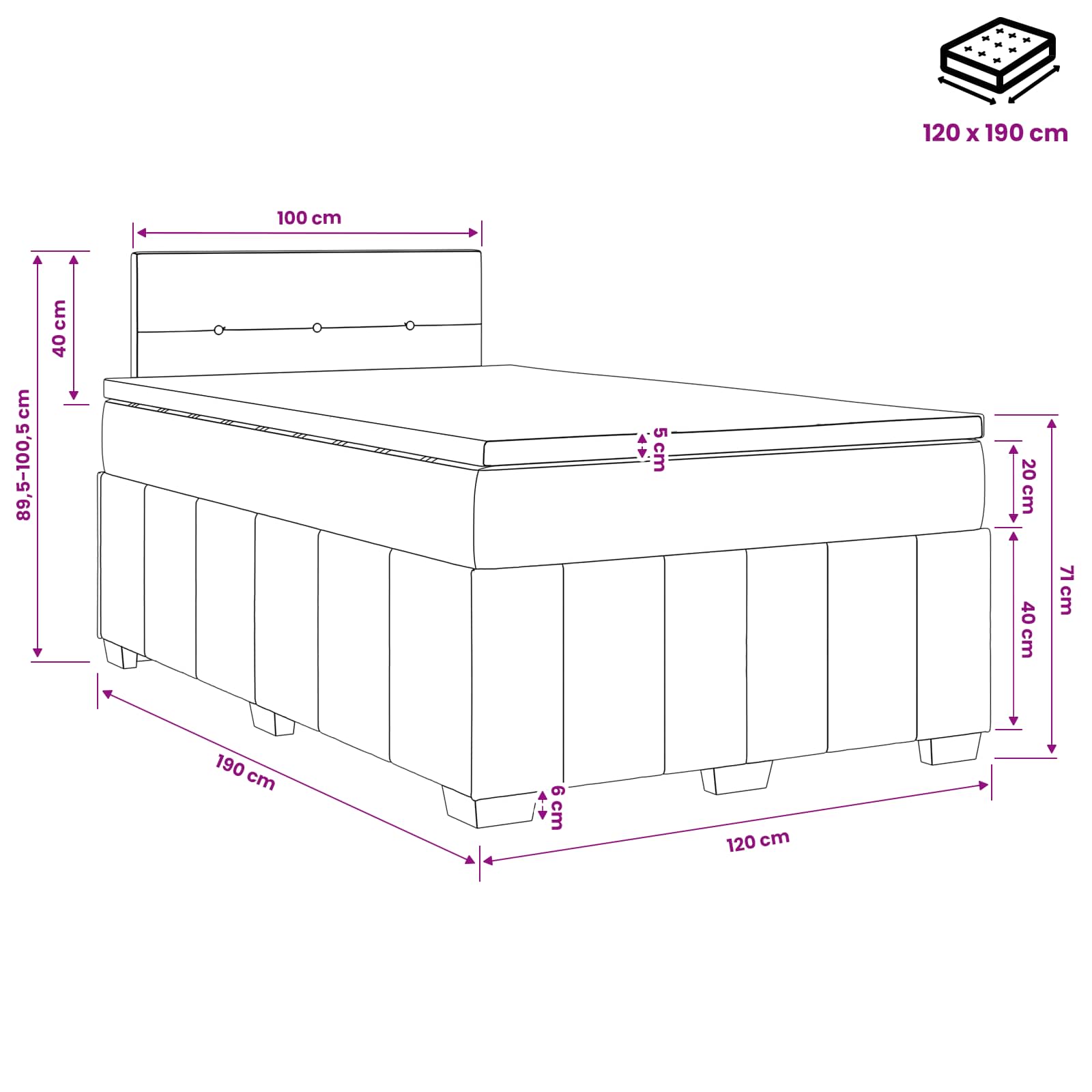 Postelja boxspring z vzmetnico Svetlo siva 120 x 190 cm Blago