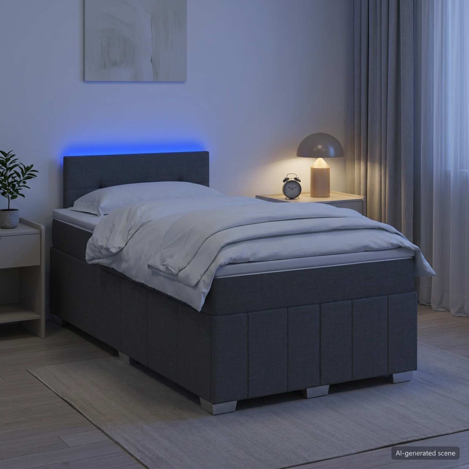 Postelja boxspring z vzmetnico Temno siva 120 x 190 cm Blago