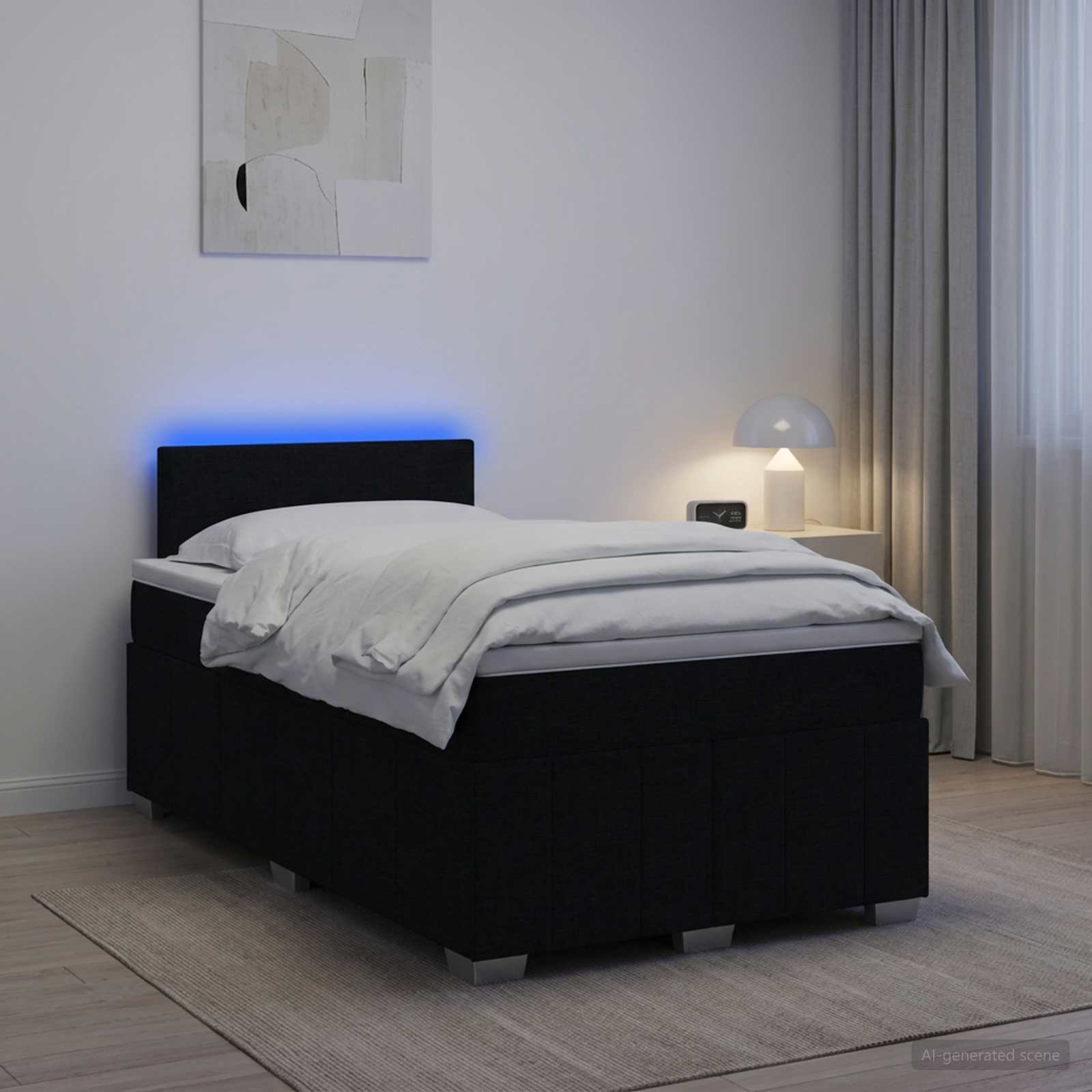 Postelja boxspring z vzmetnico Črna 120 x 190 cm Blago