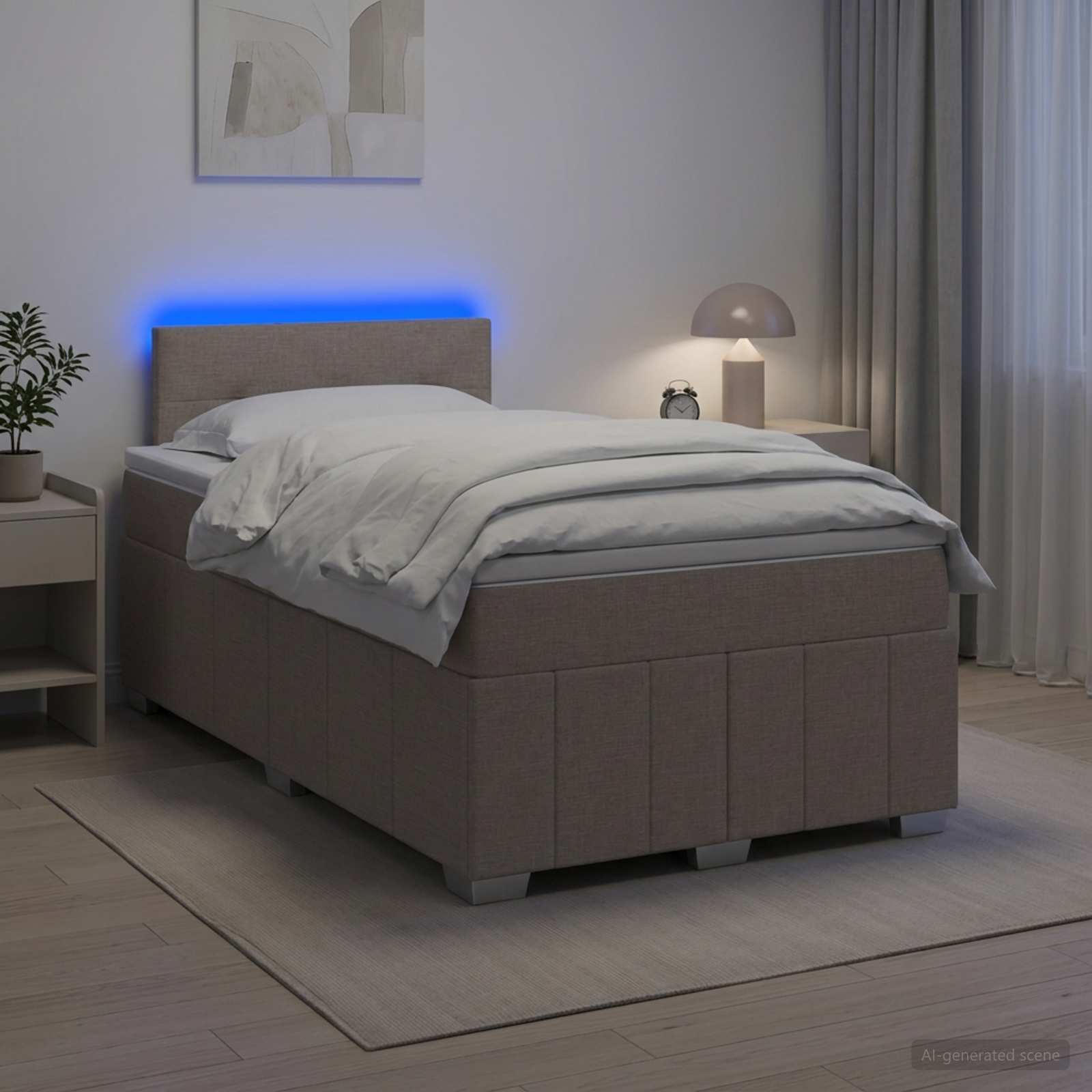 Континентално легло с матрак Таупе 120 x 190 cm Текстил
