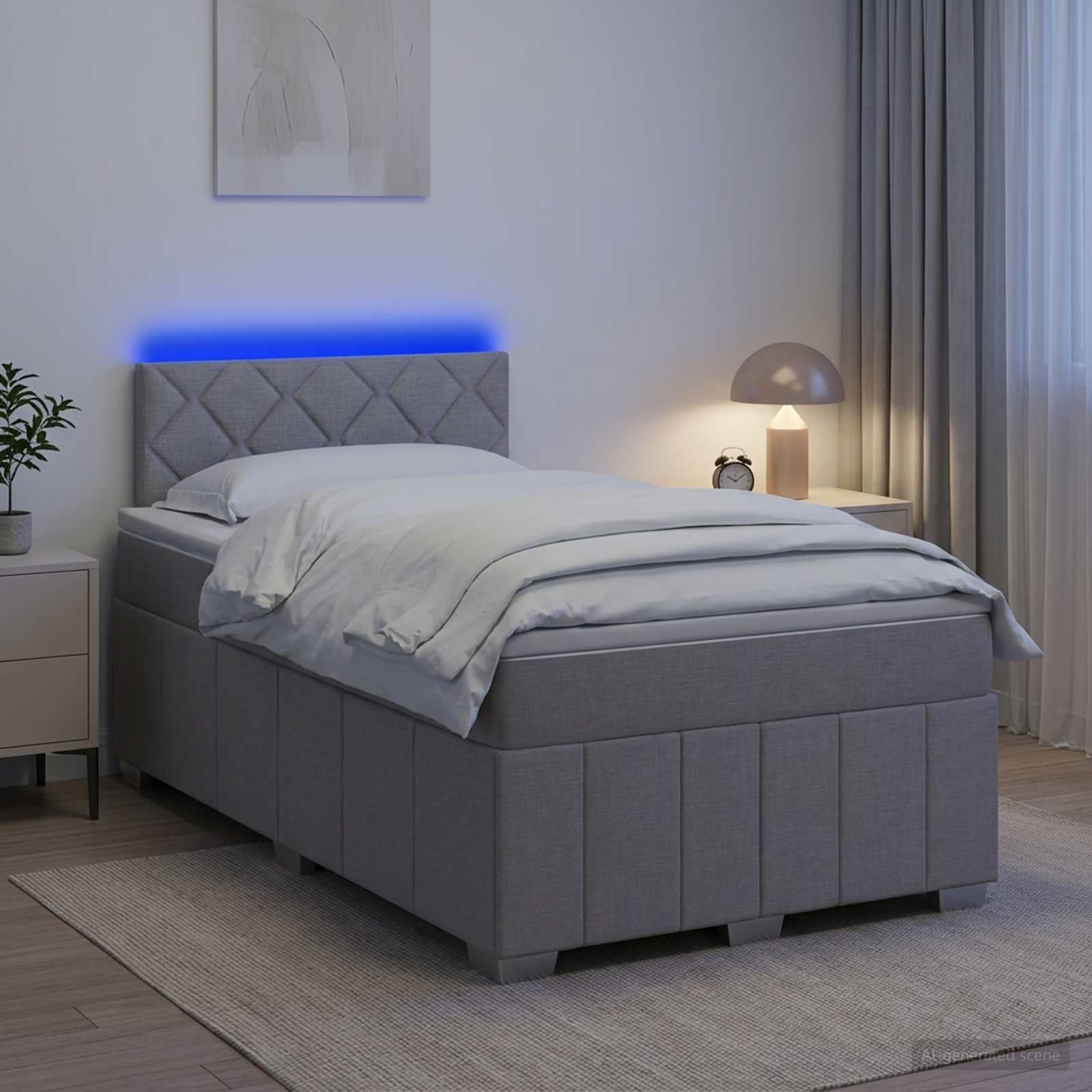 Postelja boxspring z vzmetnico Svetlo siva 120 x 190 cm Blago