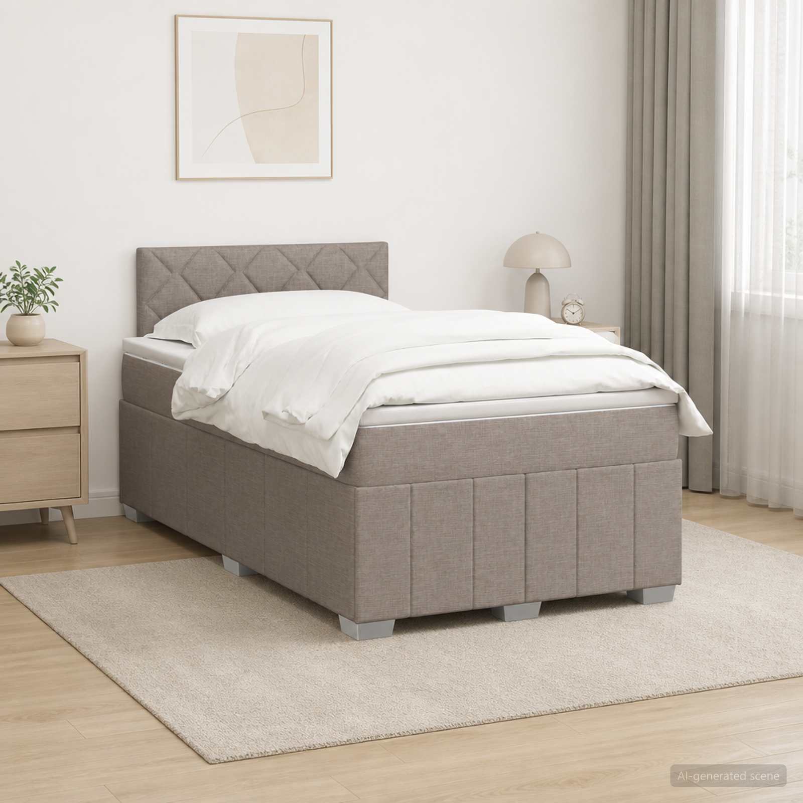 Континентално легло с матрак Таупе 120 x 190 cm Текстил