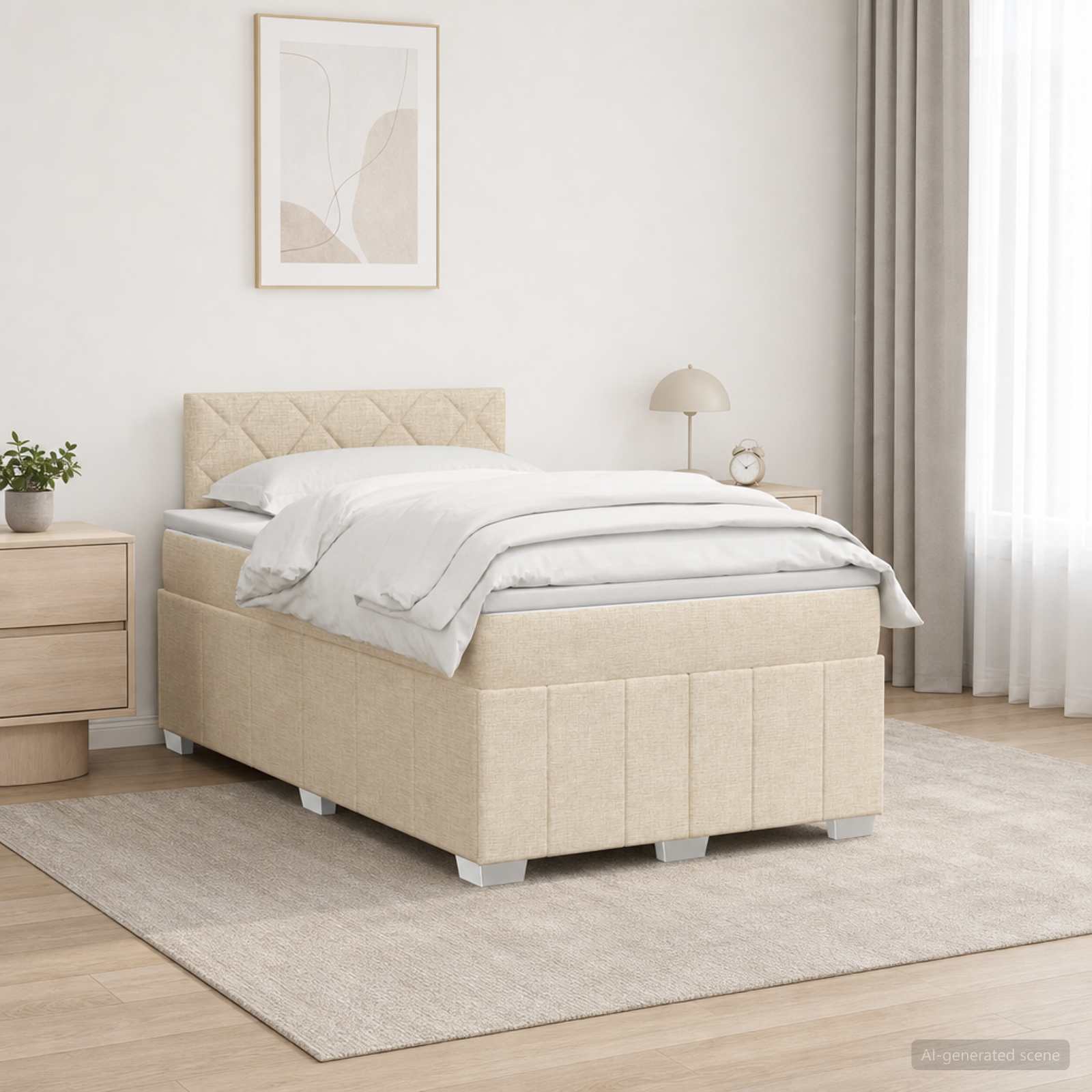 Континентално легло с матрак Кремаво 120 x 190 cm Текстил