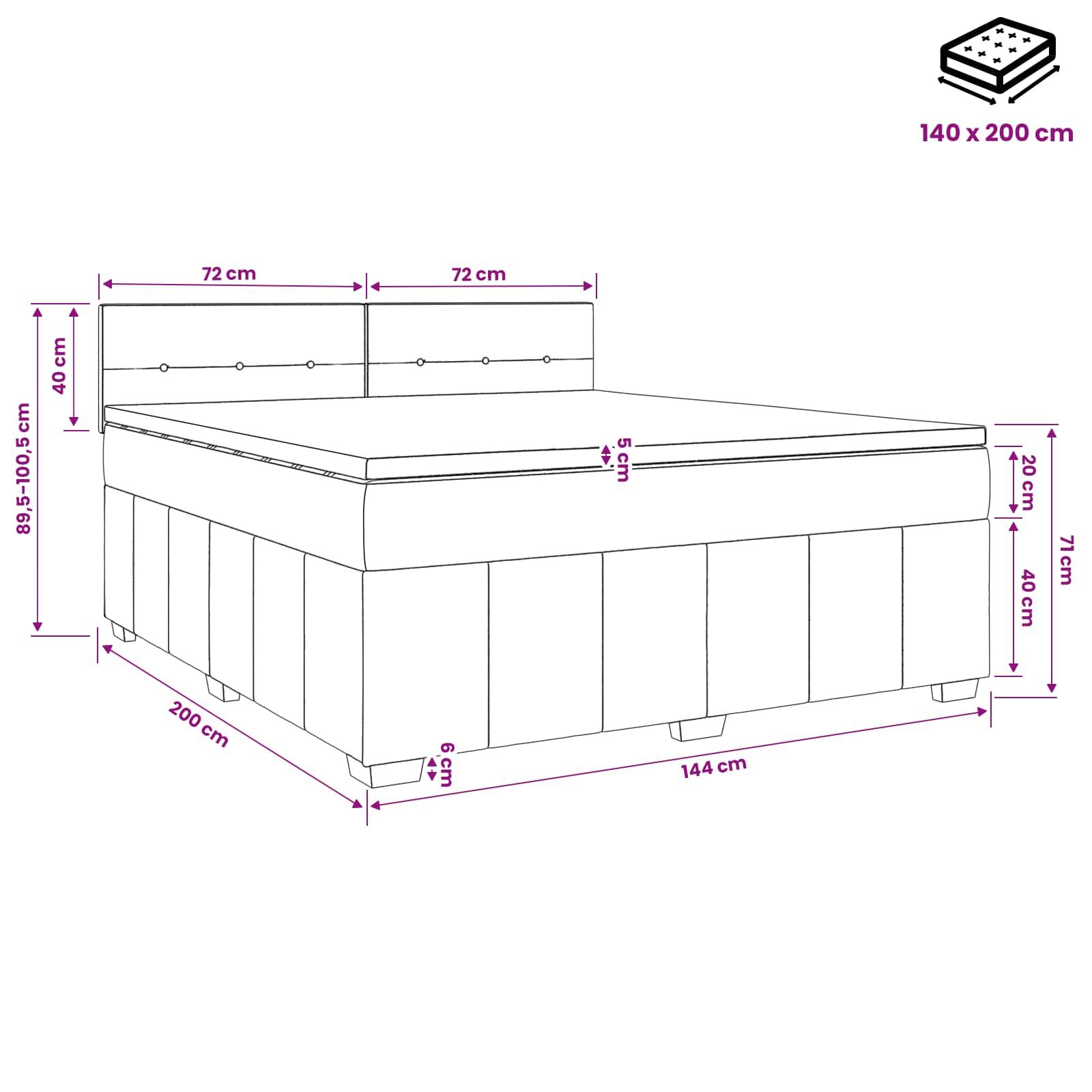 Postelja boxspring z vzmetnico Svetlo siva 140 x 200 cm Blago